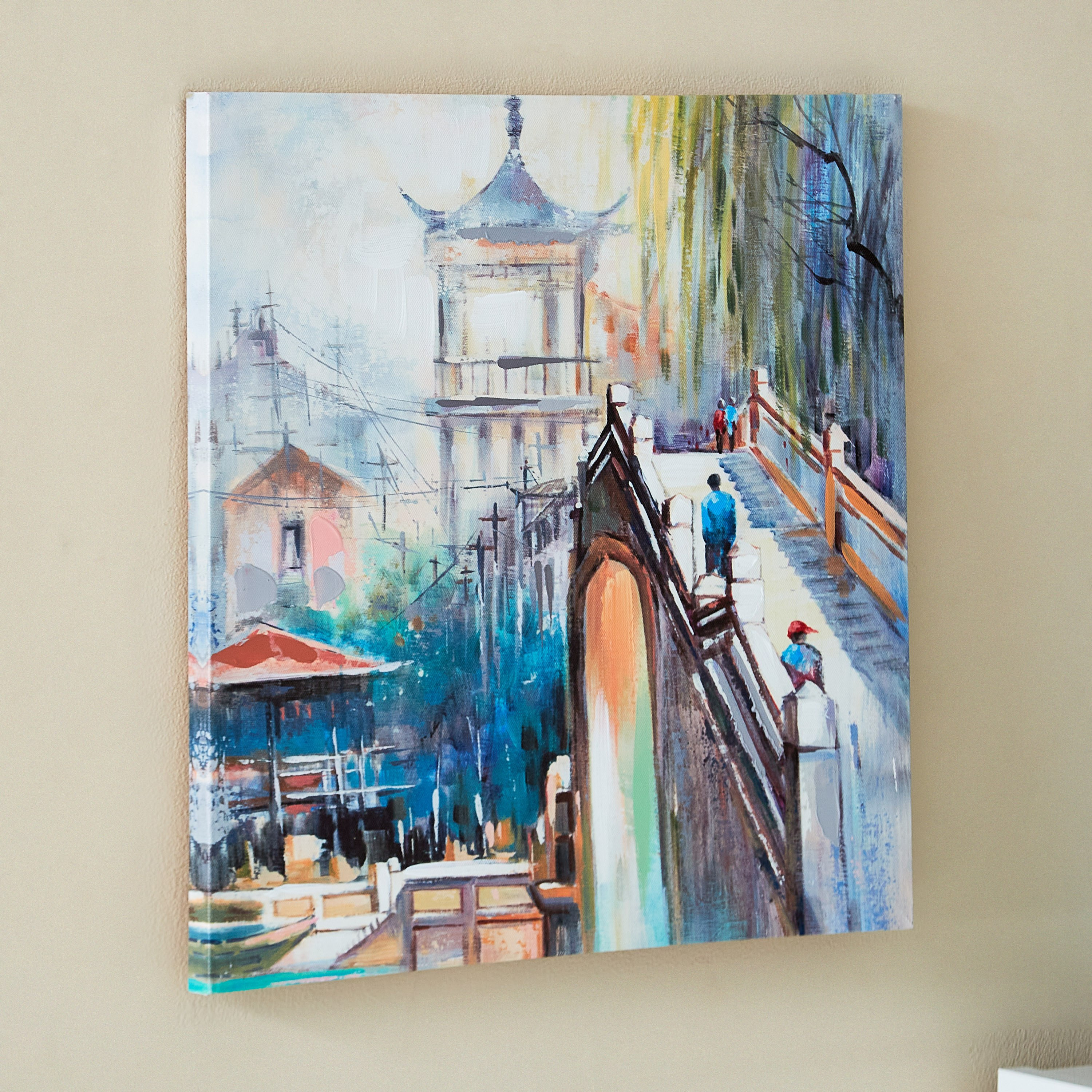 لوحة كانفاس مؤطرة مرسومة يدويّا بطبعات قناة من جايد - 40x2x40 سم-hbxhomeware-hbxdecorandfurnishings-image-2
