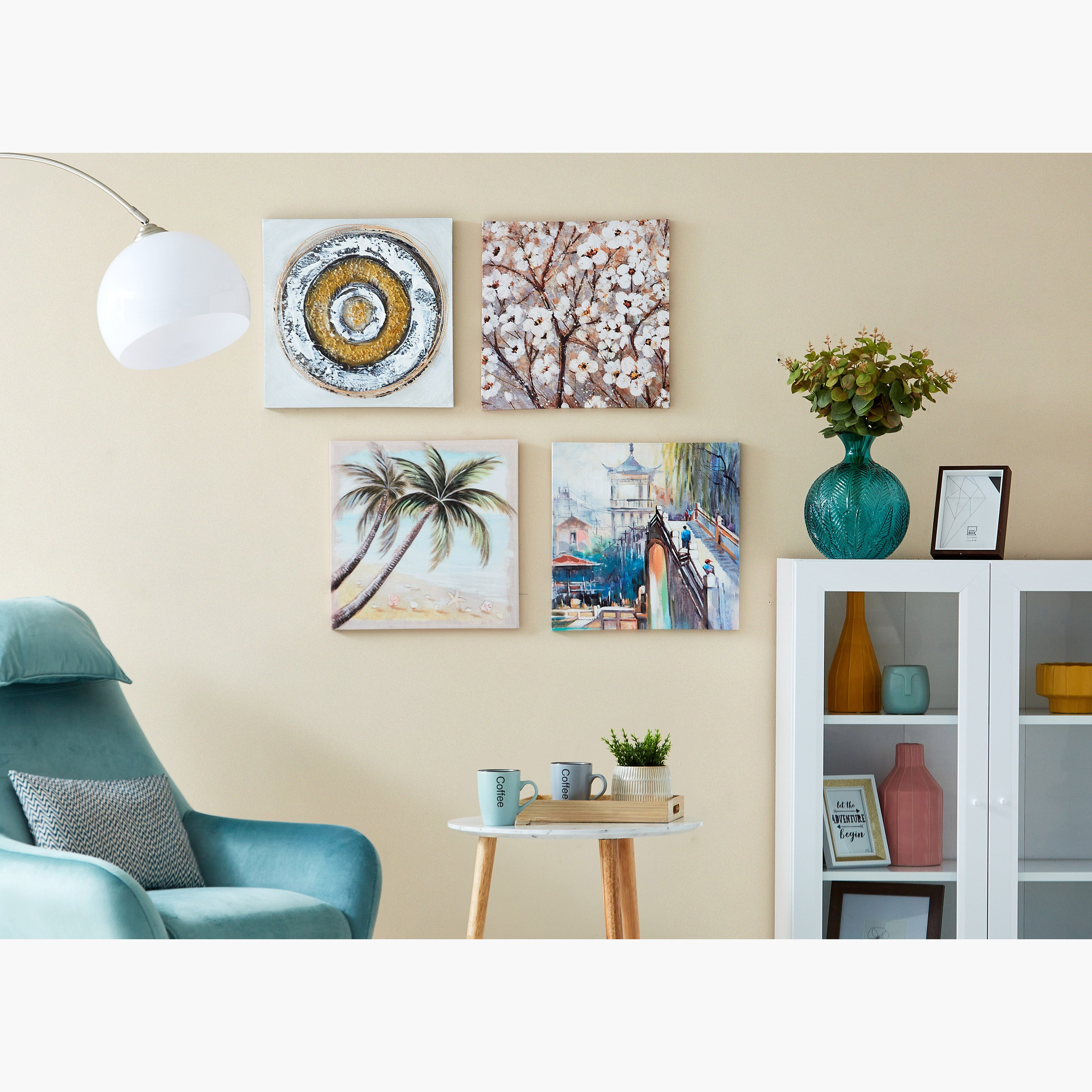 لوحة كانفاس مؤطرة مرسومة يدويّا بطبعات قناة من جايد - 40x2x40 سم-hbxhomeware-hbxdecorandfurnishings-image-4