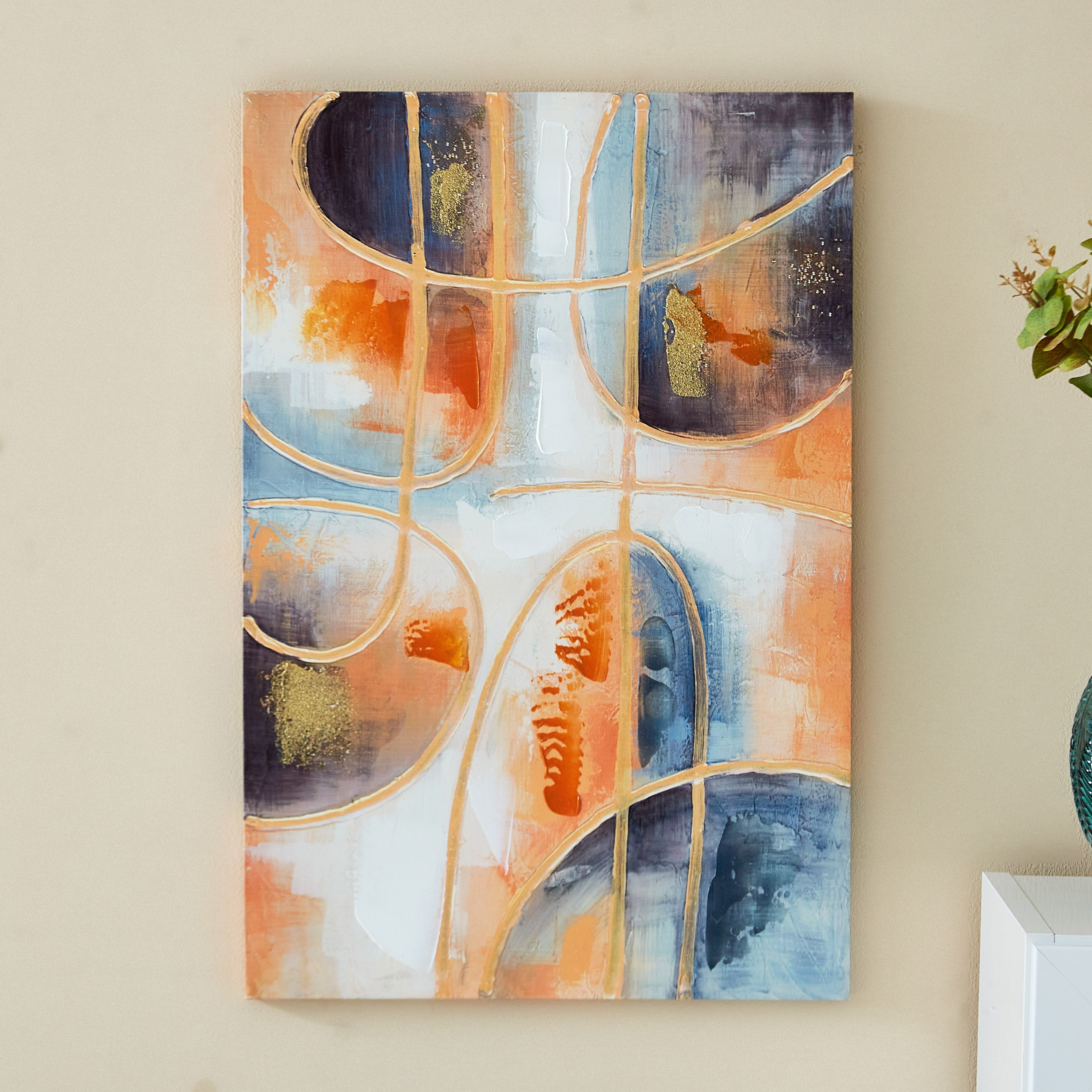 لوحة كانفاس مؤطرة مرسومة بطبعات تجريديّة من جايد - 40x2x60 سم-hbxhomeware-hbxdecorandfurnishings-image-1
