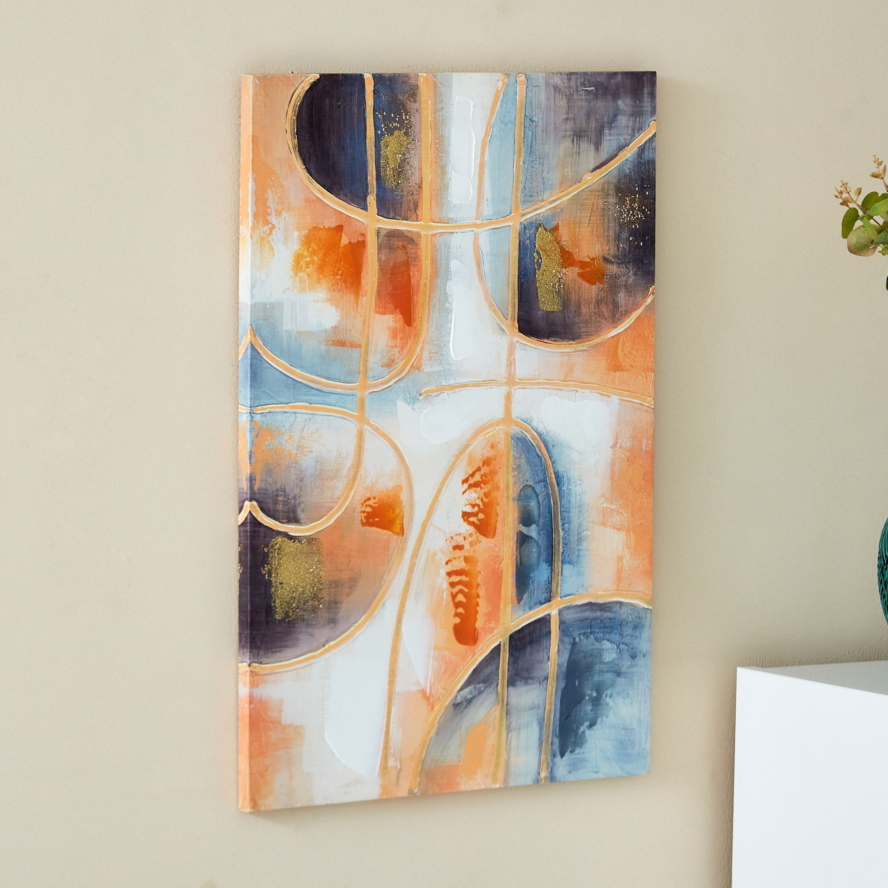 لوحة كانفاس مؤطرة مرسومة بطبعات تجريديّة من جايد - 40x2x60 سم-hbxhomeware-hbxdecorandfurnishings-image-2