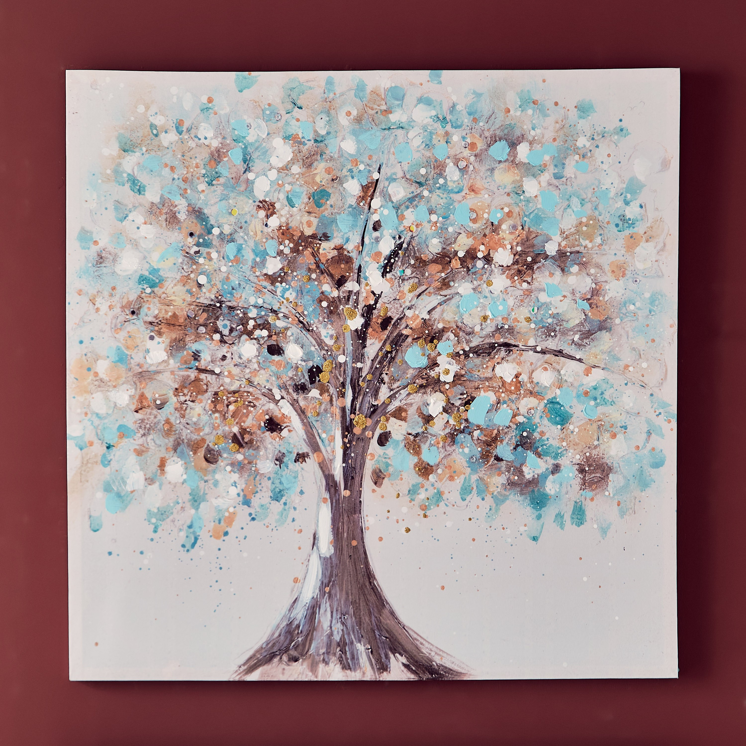 لوحة كانفاس مؤطرة مرسومة بطبعات أشجار من جايد - 80x3x80 سم-hbxhomeware-hbxdecorandfurnishings-image-1
