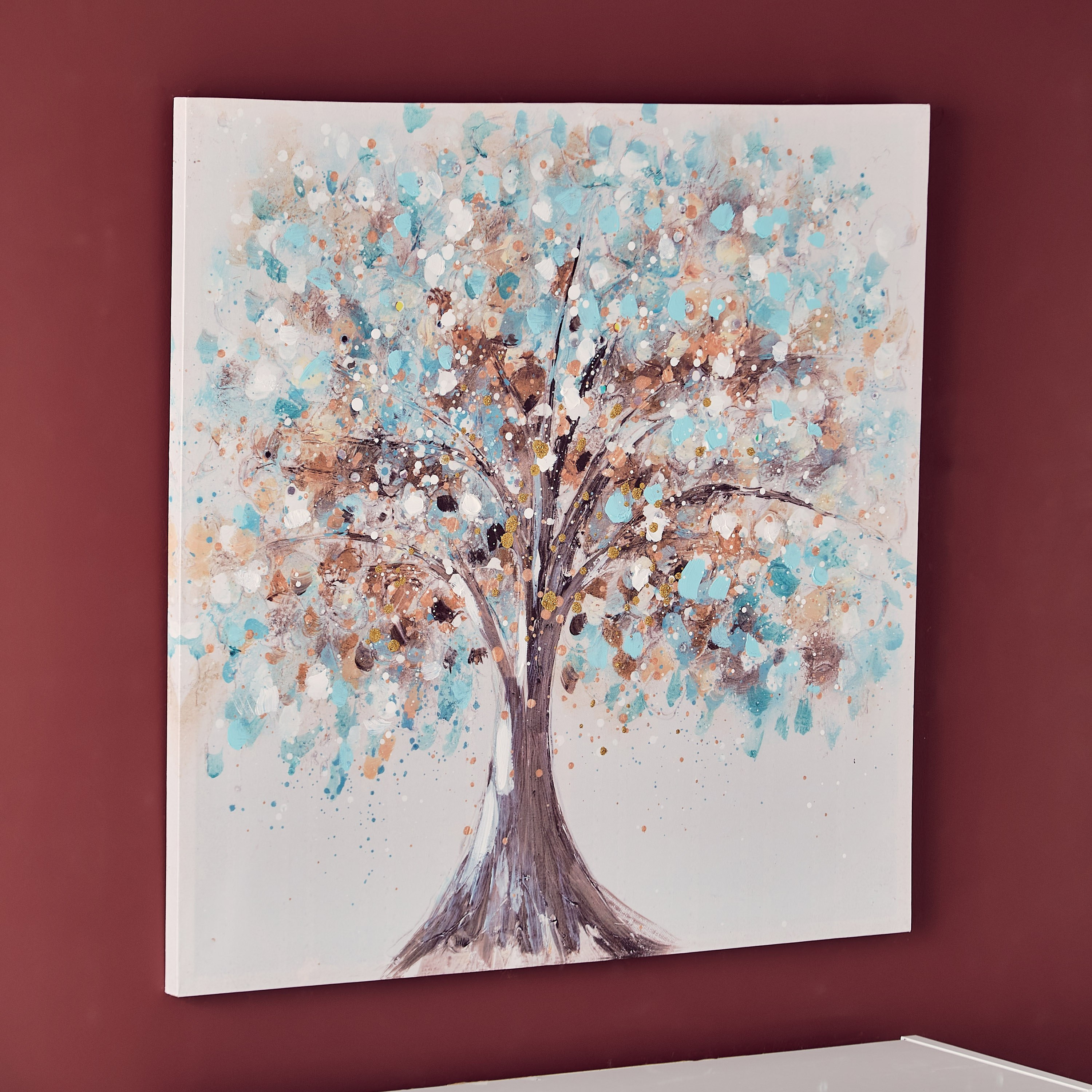 لوحة كانفاس مؤطرة مرسومة بطبعات أشجار من جايد - 80x3x80 سم-hbxhomeware-hbxdecorandfurnishings-image-2