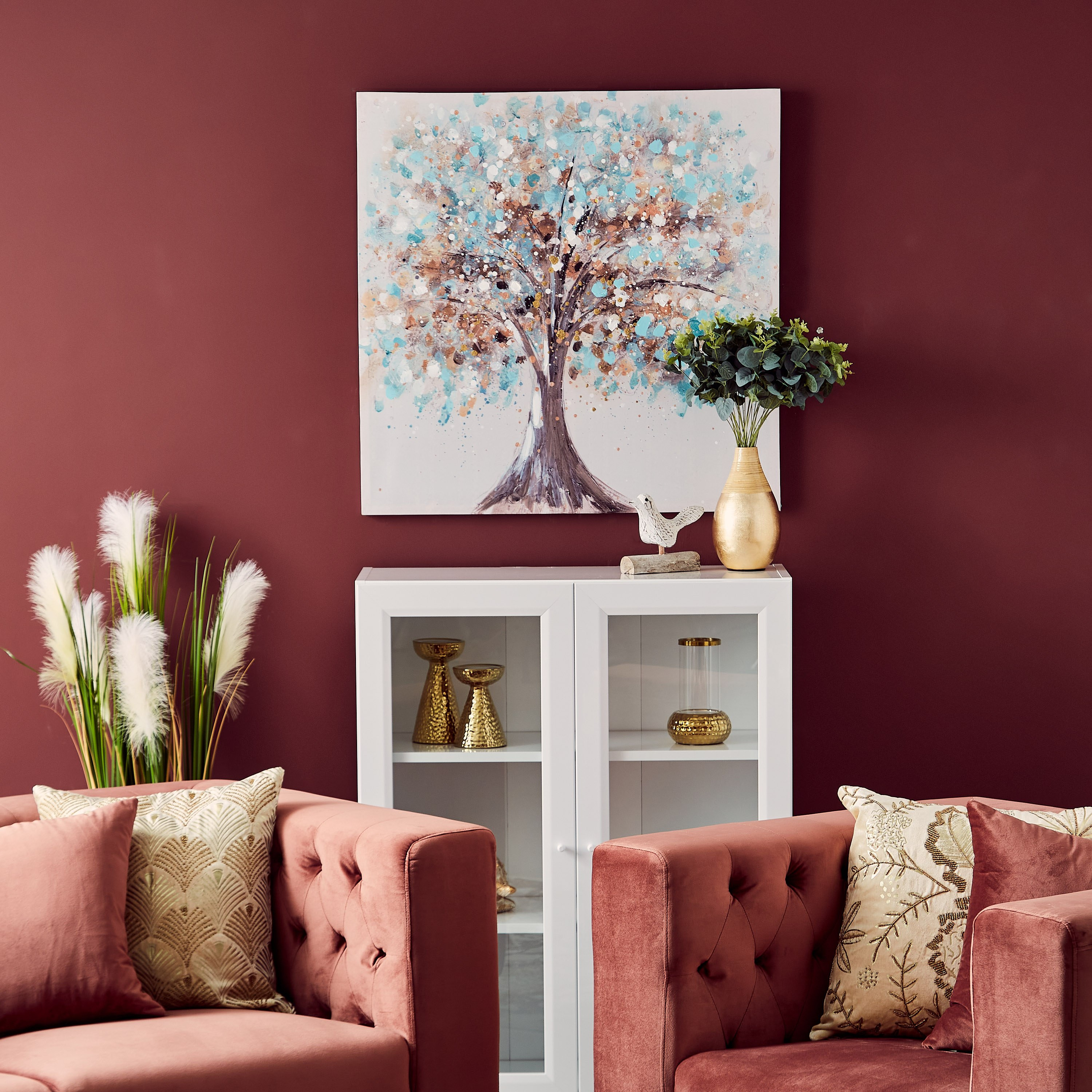 لوحة كانفاس مؤطرة مرسومة بطبعات أشجار من جايد - 80x3x80 سم-hbxhomeware-hbxdecorandfurnishings-image-4