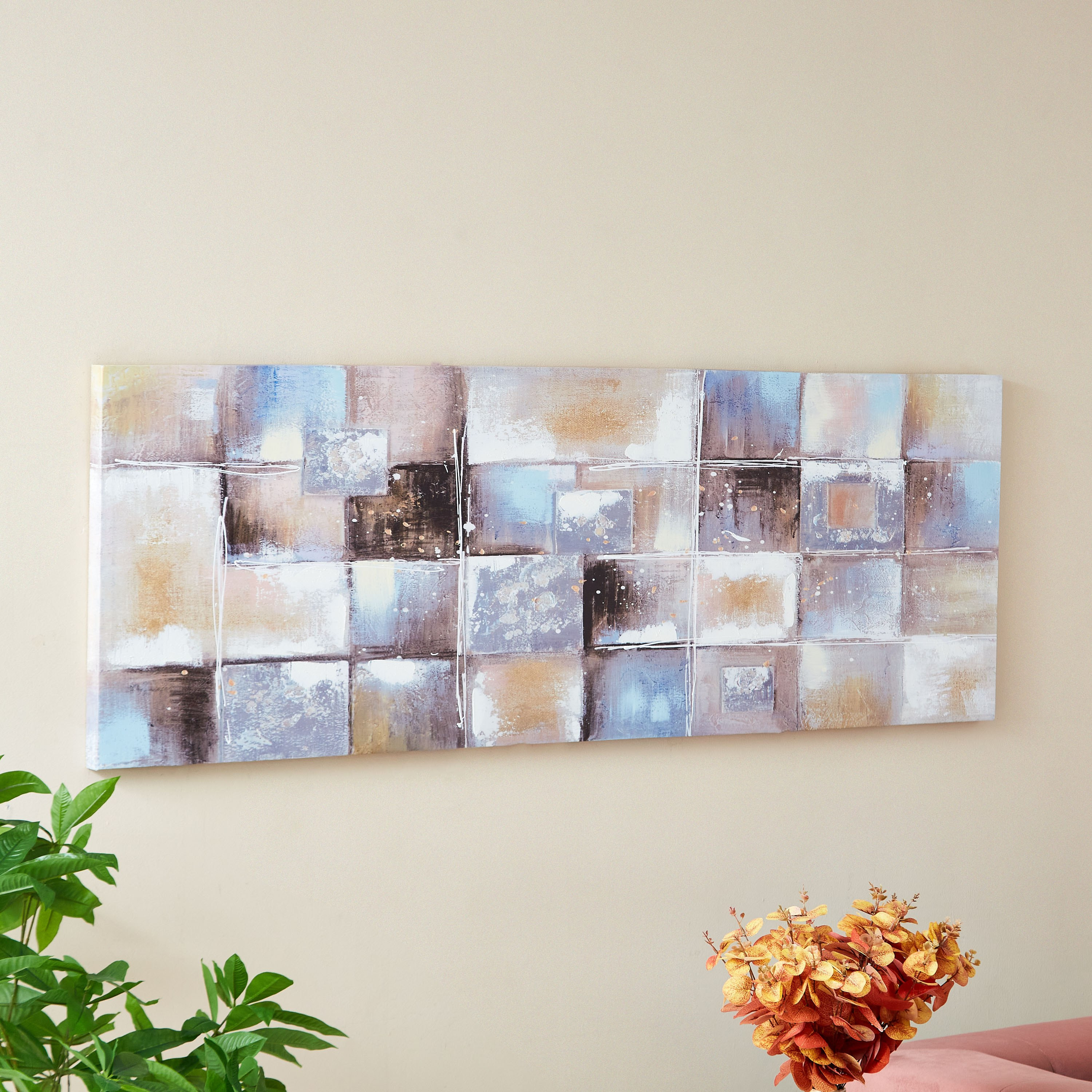 لوحة كانفاس مؤطرة مستطيلة مرسومة بطبعات تجريديّة من جايد - 150x3x50 سم-PROMO_HB_AE_B1G1_250925-image-2