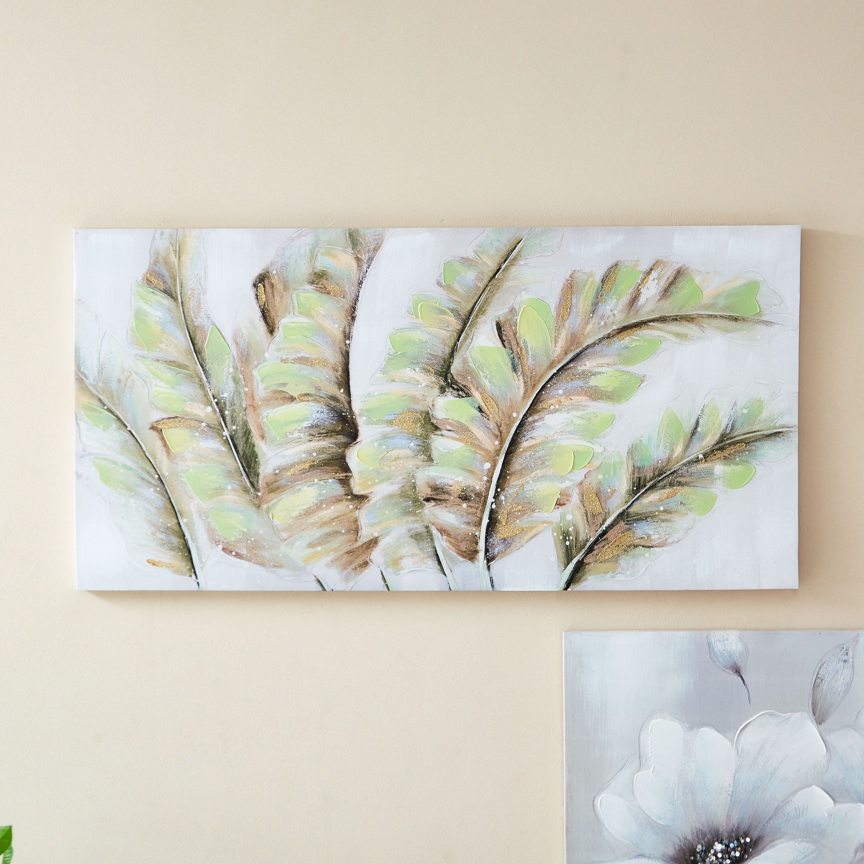 لوحة كانفاس مؤطرة بطبعات ريش من جيد - 100x3x50 سم-PROMO_HB_AE_B1G1_250925-image-1