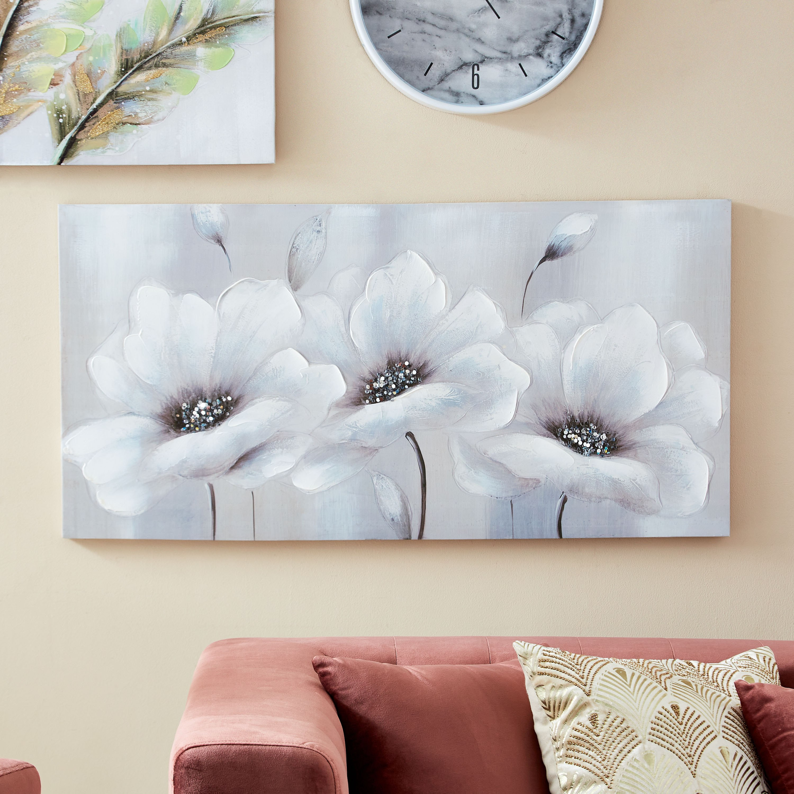 Jade Flowers Painted Canvas Framed Picture - 50x100 cm-PROMO_HB_AE_B1G1_250925-image-1