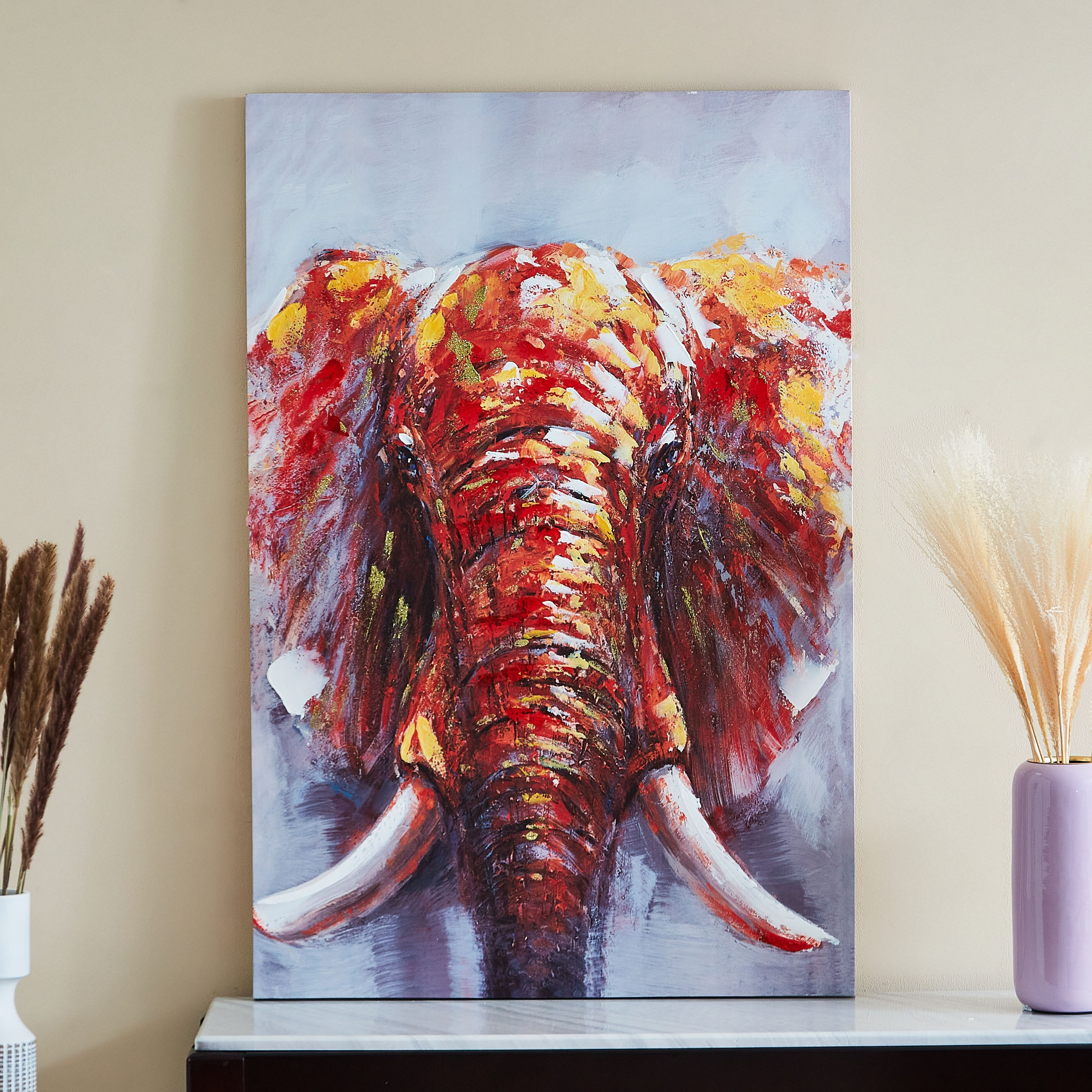 Jade Elephant Printed and Handpainted Canvas Framed Picture - 120x3x80 cm-hbxhomeware-hbxdecorandfurnishings-image-1