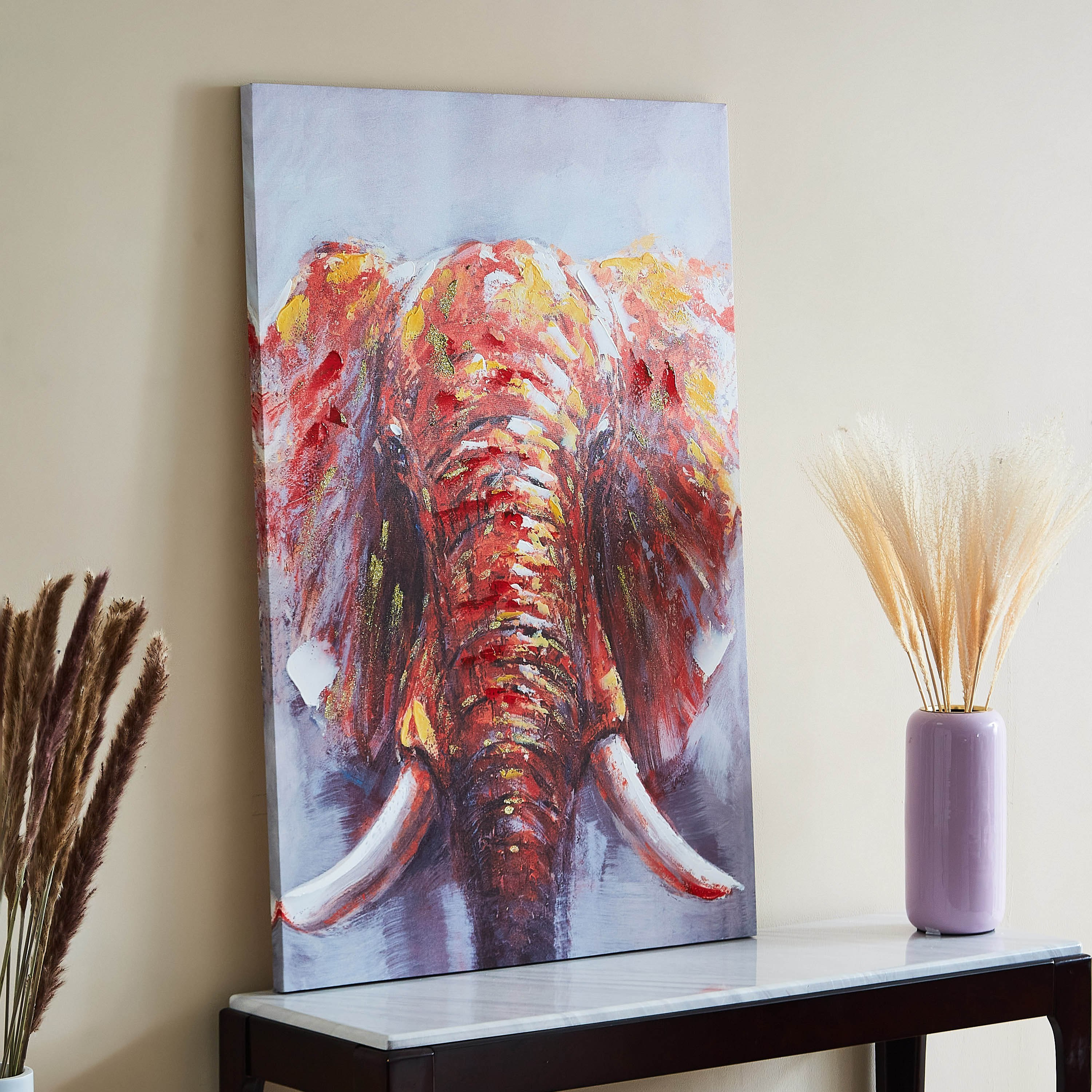 Jade Elephant Printed and Handpainted Canvas Framed Picture - 120x3x80 cm-hbxhomeware-hbxdecorandfurnishings-image-2