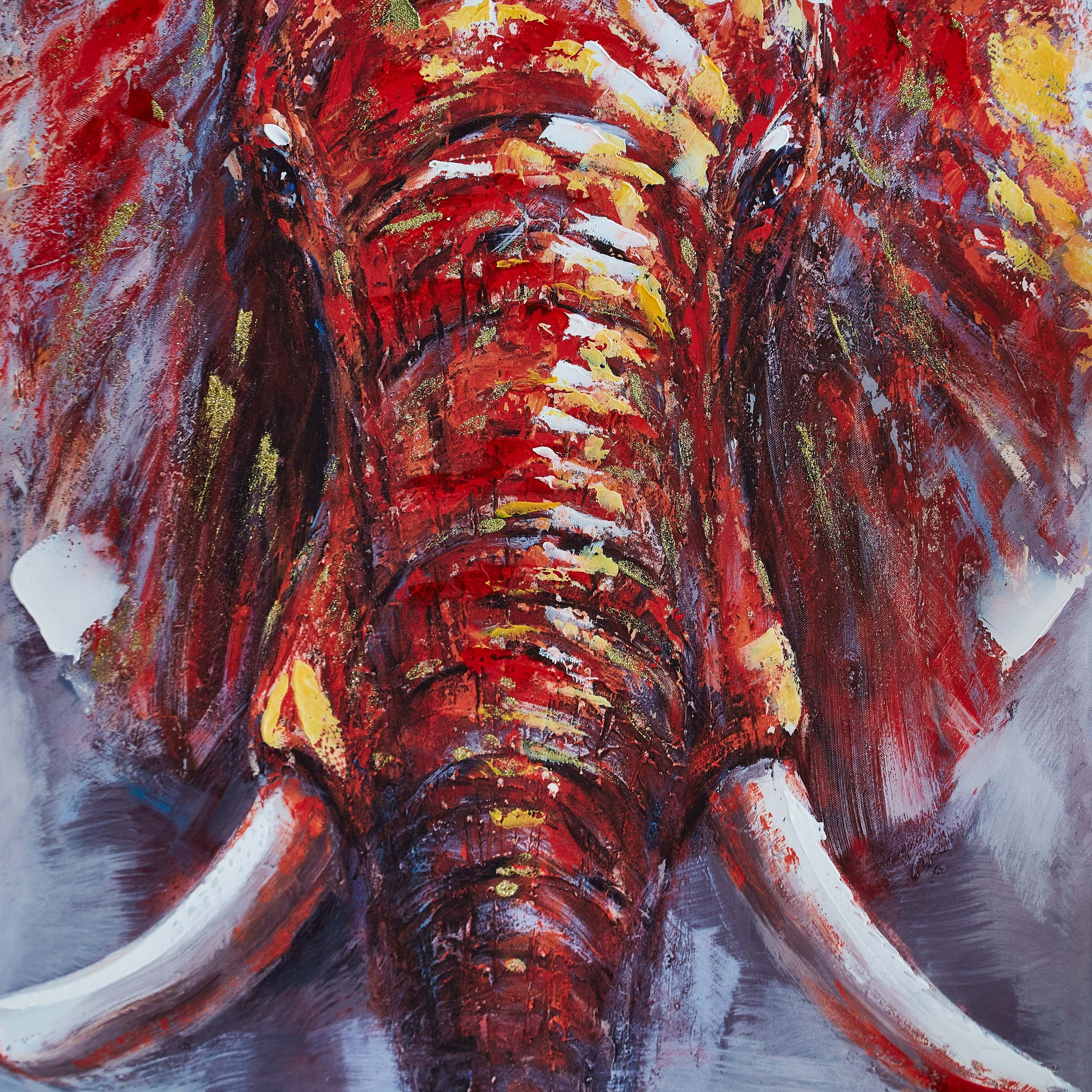 Jade Elephant Printed and Handpainted Canvas Framed Picture - 120x3x80 cm-hbxhomeware-hbxdecorandfurnishings-image-3