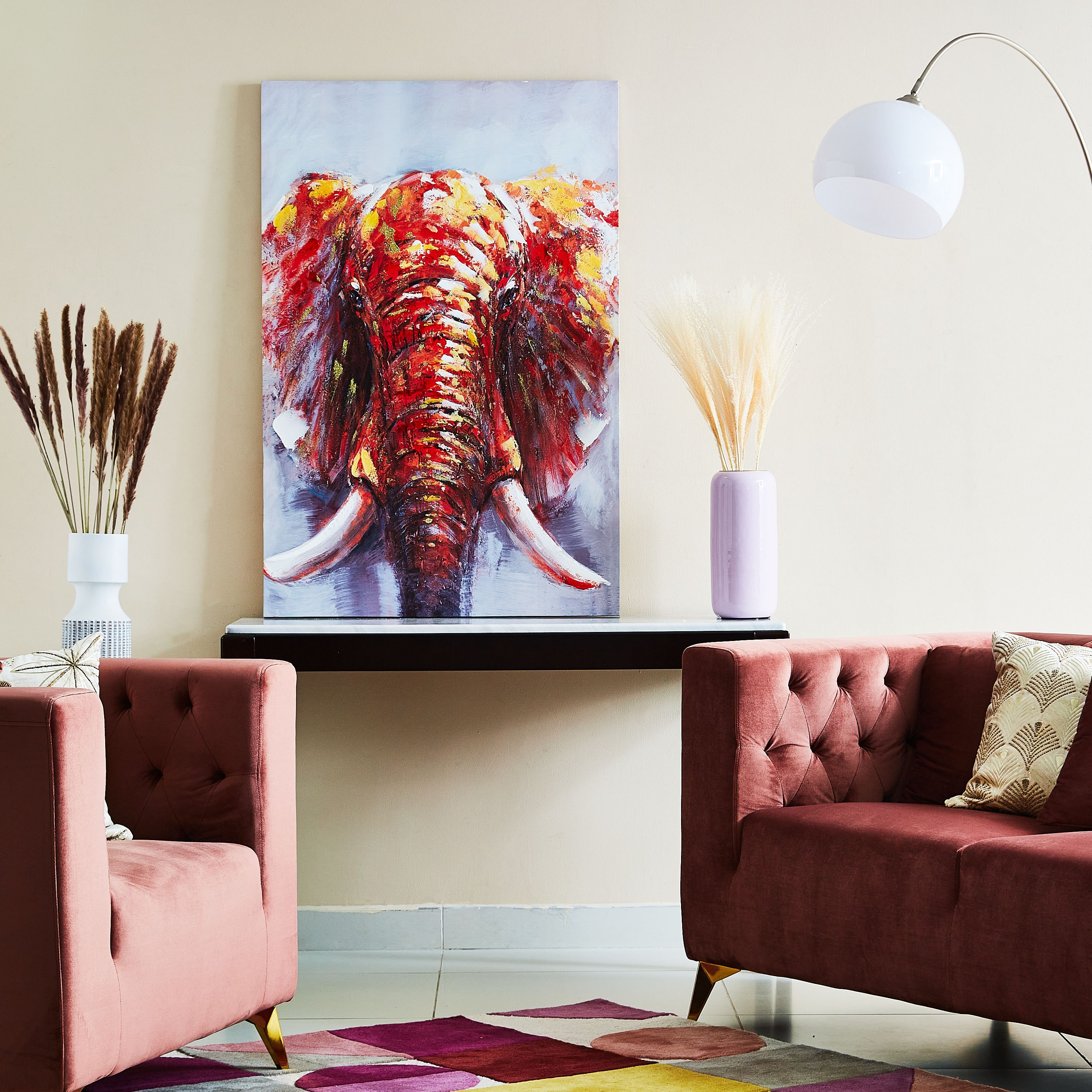 Jade Elephant Printed and Handpainted Canvas Framed Picture - 120x3x80 cm-hbxhomeware-hbxdecorandfurnishings-image-4