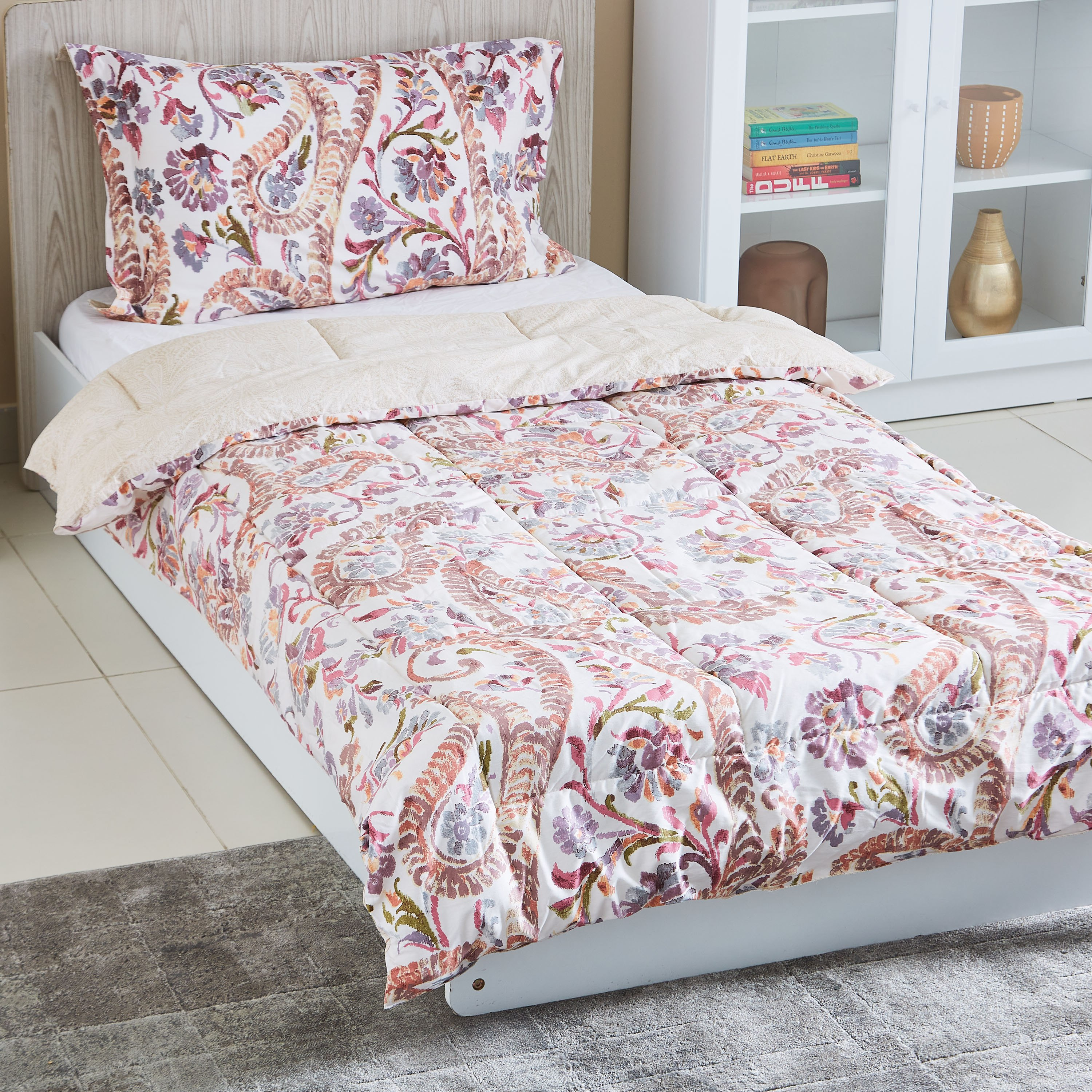 طقم لحاف فردي قطن من قطعتين بطبعات بيزلي - 135x220 سم-PROMO_HB_AE_B1G1_250925-image-1