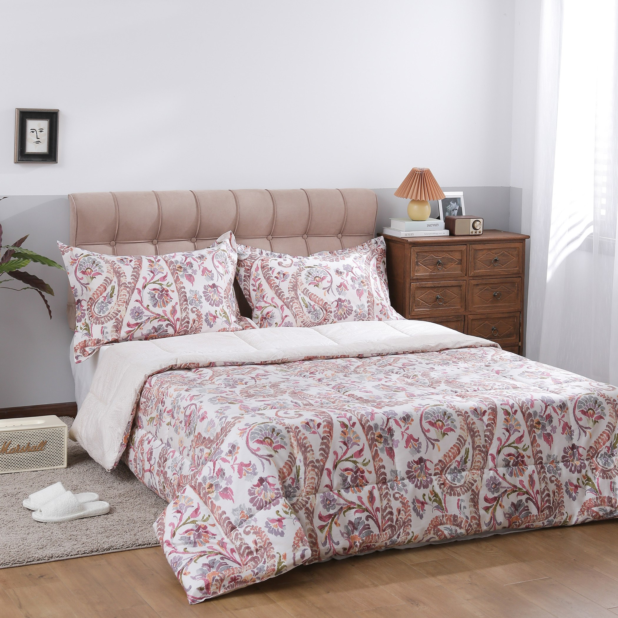 طقم لحاف كينج قطن بطبعات 3 قطع من بيزلي - 220x240 سم-hbxhomeware-hbxdecorandfurnishings-image-1