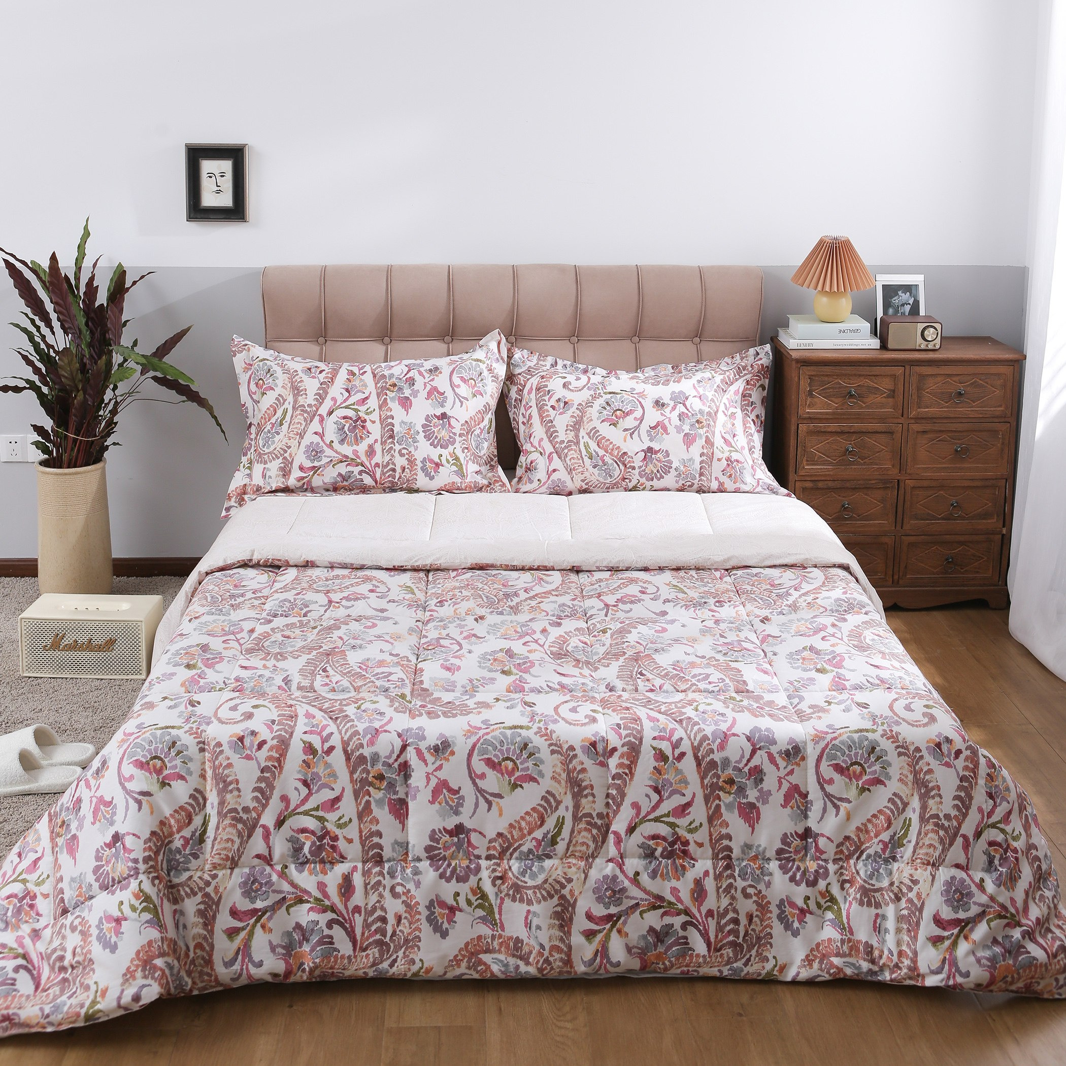 طقم لحاف كينج قطن بطبعات 3 قطع من بيزلي - 220x240 سم-hbxhomeware-hbxdecorandfurnishings-image-2