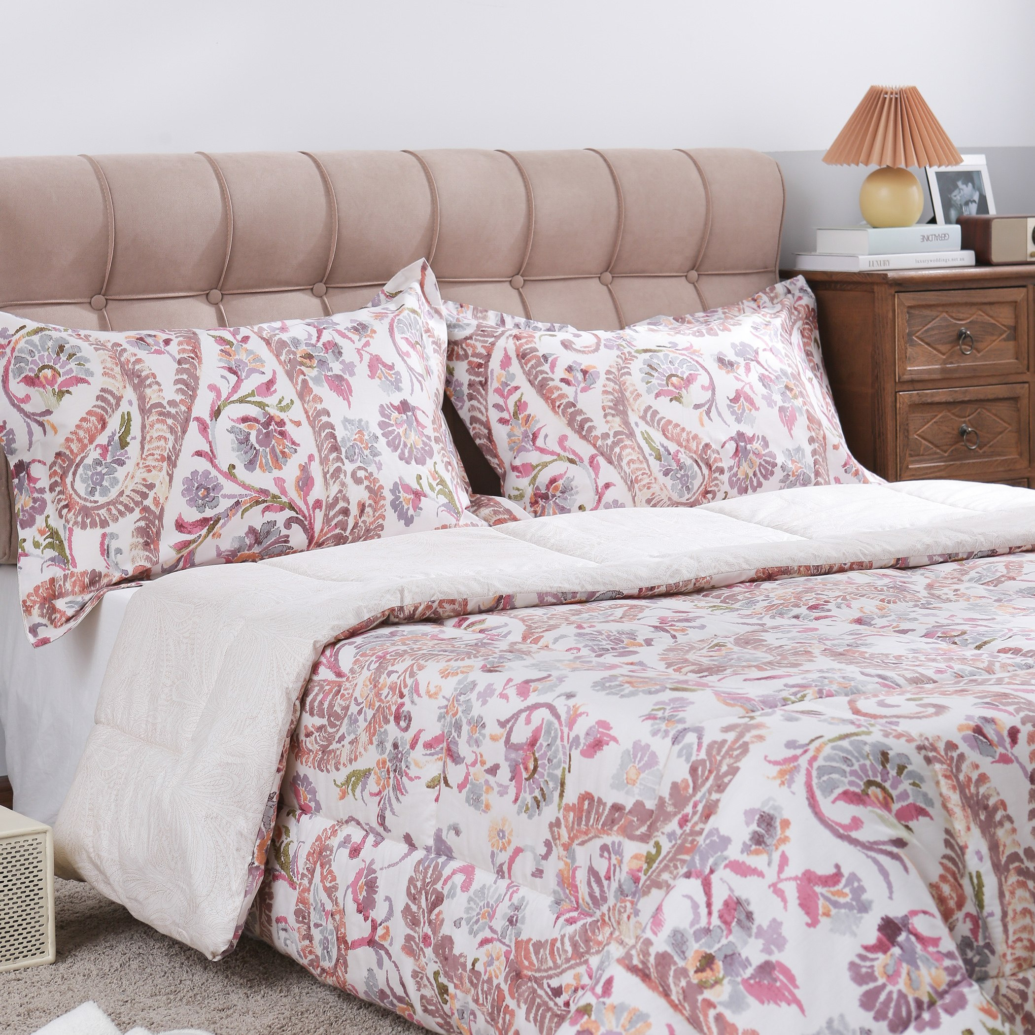 طقم لحاف كينج قطن بطبعات 3 قطع من بيزلي - 220x240 سم-hbxhomeware-hbxdecorandfurnishings-image-4