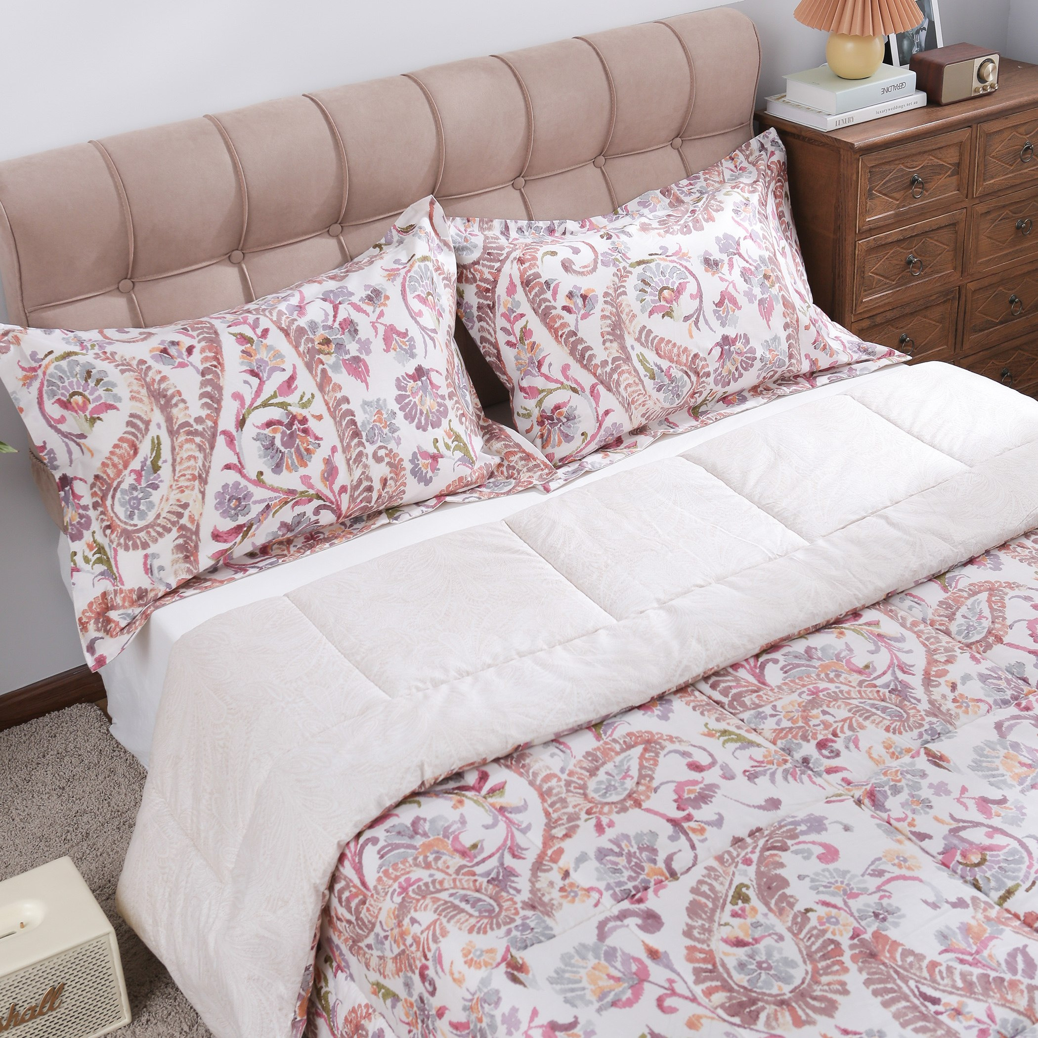 طقم لحاف كينج قطن بطبعات 3 قطع من بيزلي - 220x240 سم-hbxhomeware-hbxdecorandfurnishings-image-5