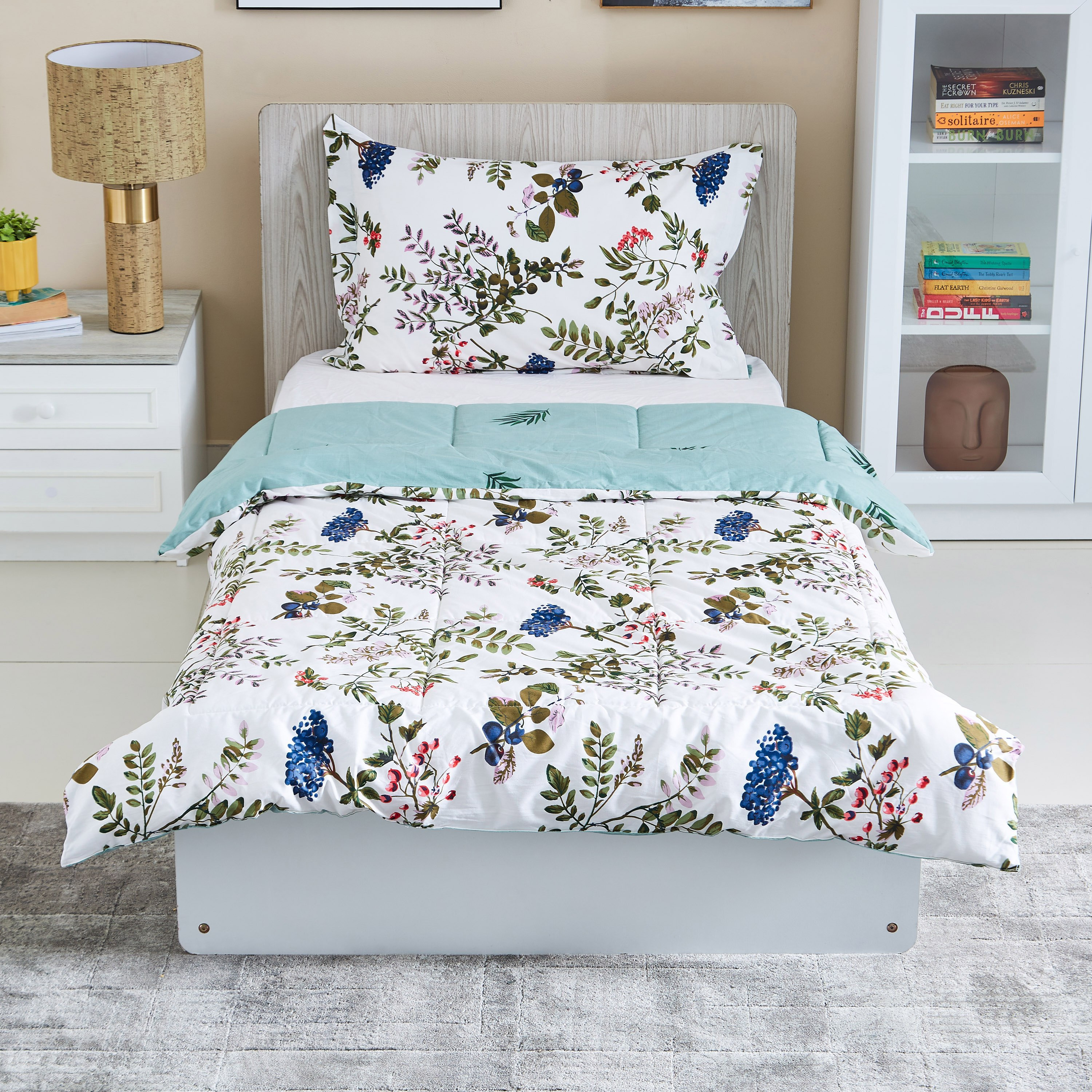 طقم لحاف فردي قطن من قطعتين بطبعات من آستر - 135x220 سم-hbxhomeware-hbxdecorandfurnishings-image-2