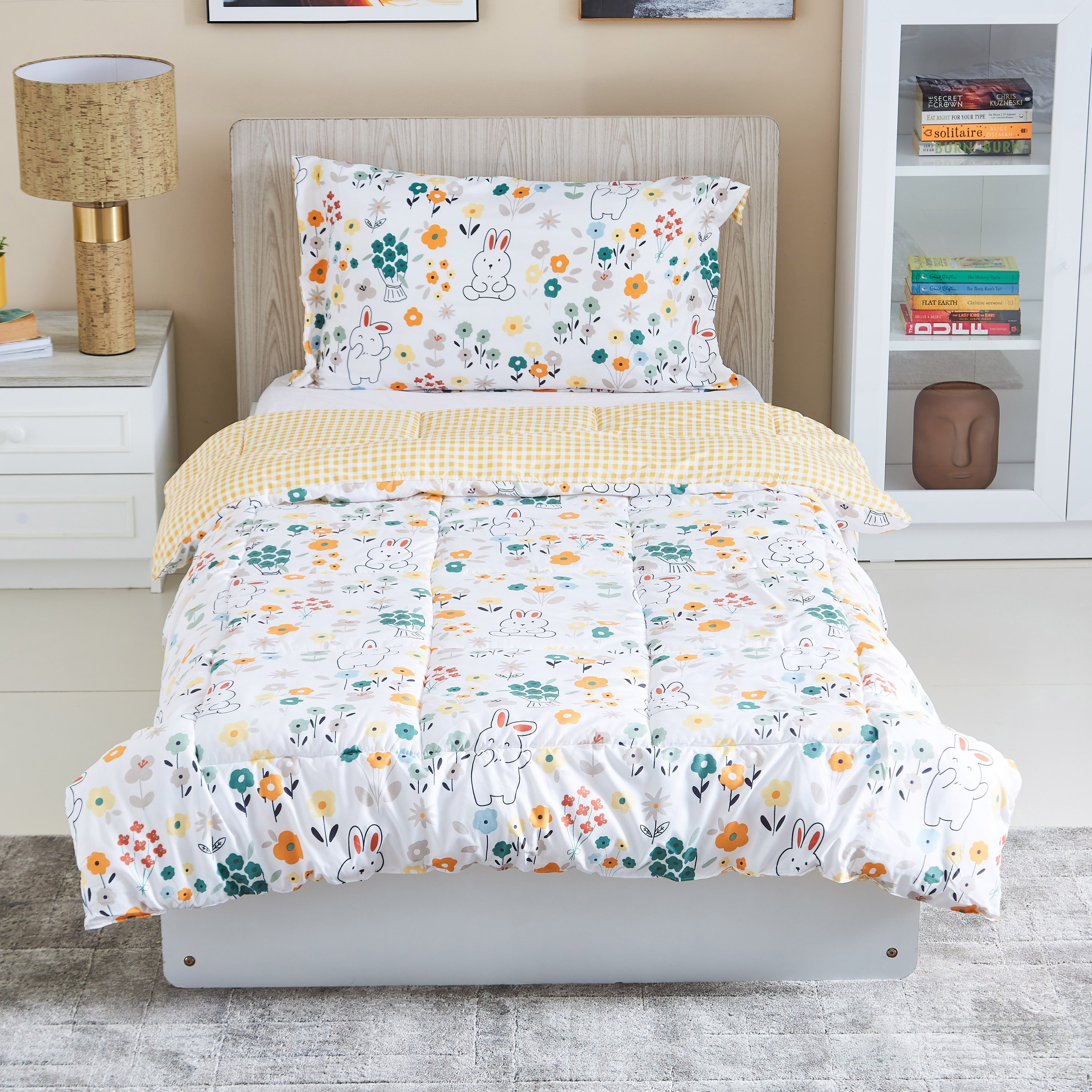 طقم لحاف فردي من الألياف الدقيقة بطبعات من قطعتين من إلياس - 135x220 سم-hbxhomeware-hbxkidsandyouth-image-2
