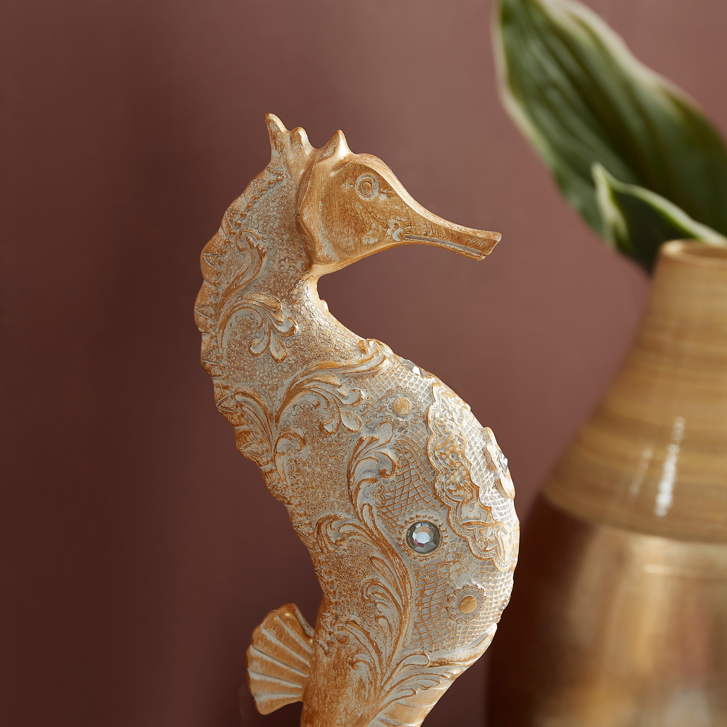 حصان بحر بولي ريزين للزينة من كورال - 12.5x7.9x38.5 سم-hbxhomeware-homedecor-figurinesandornaments-image-3