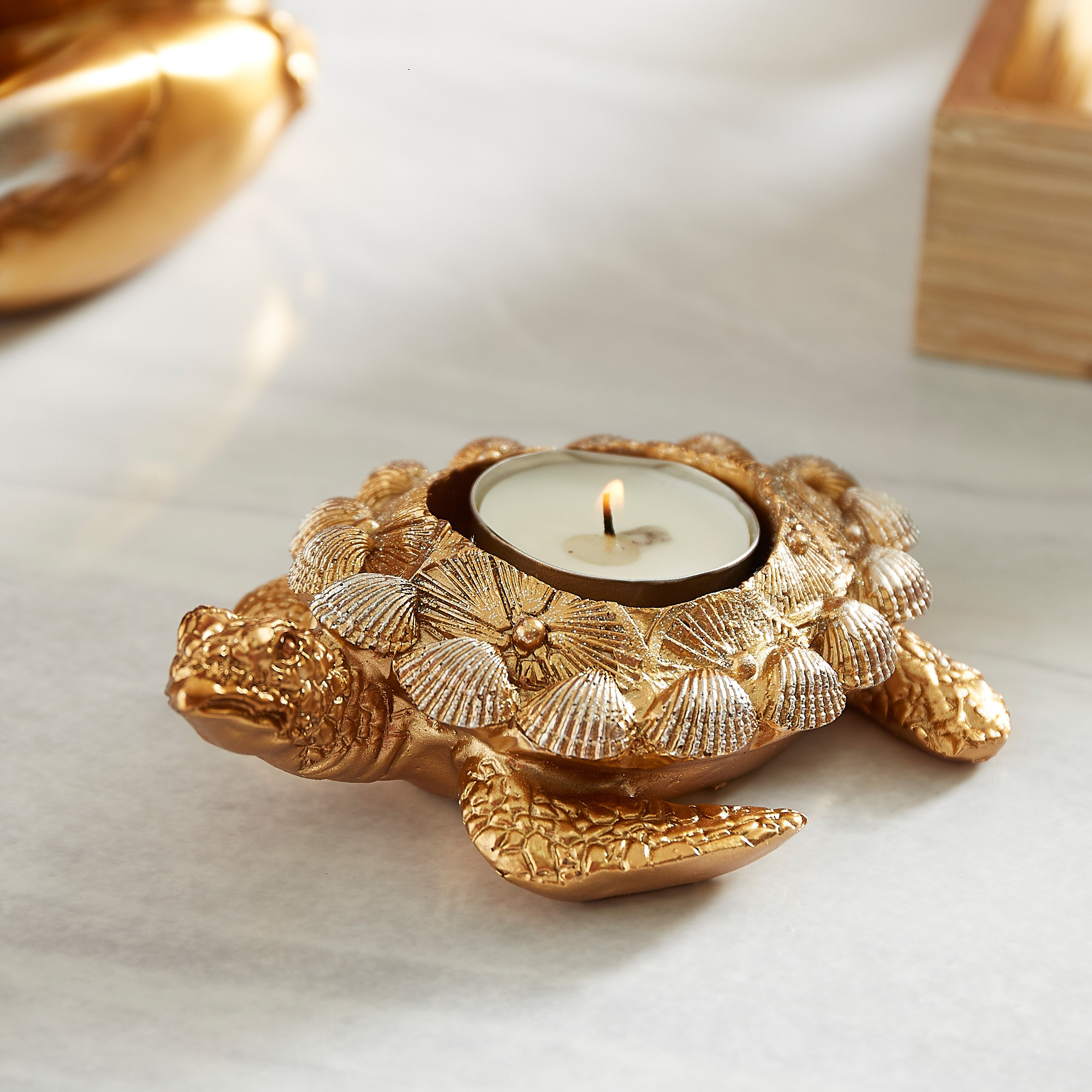 سلحفاة بولي ريزين للزينة من كورال - 12.2x9.1x4 سم-hbxhomeware-homedecor-figurinesandornaments-image-1