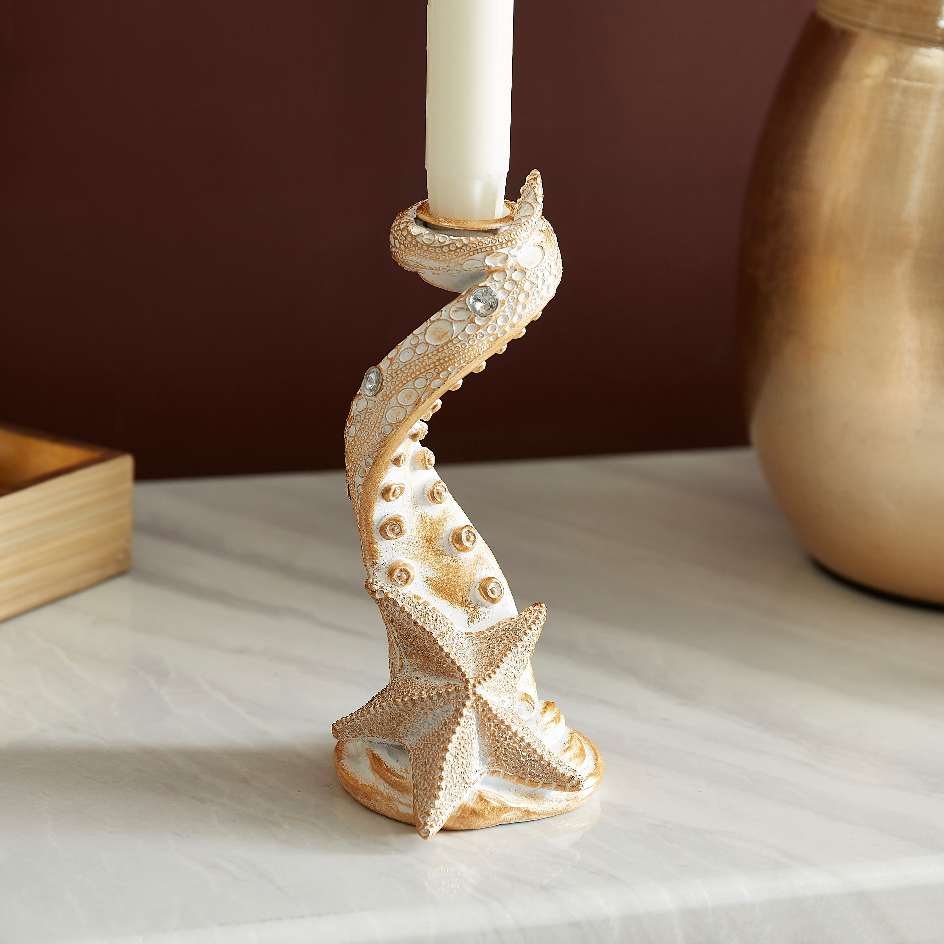 قطعة ديكور بولي ريزين بشكل نجمة البحر مع ذراع أخطبوط - 8x9x17.8 سم-hbxhomeware-homedecor-figurinesandornaments-image-1
