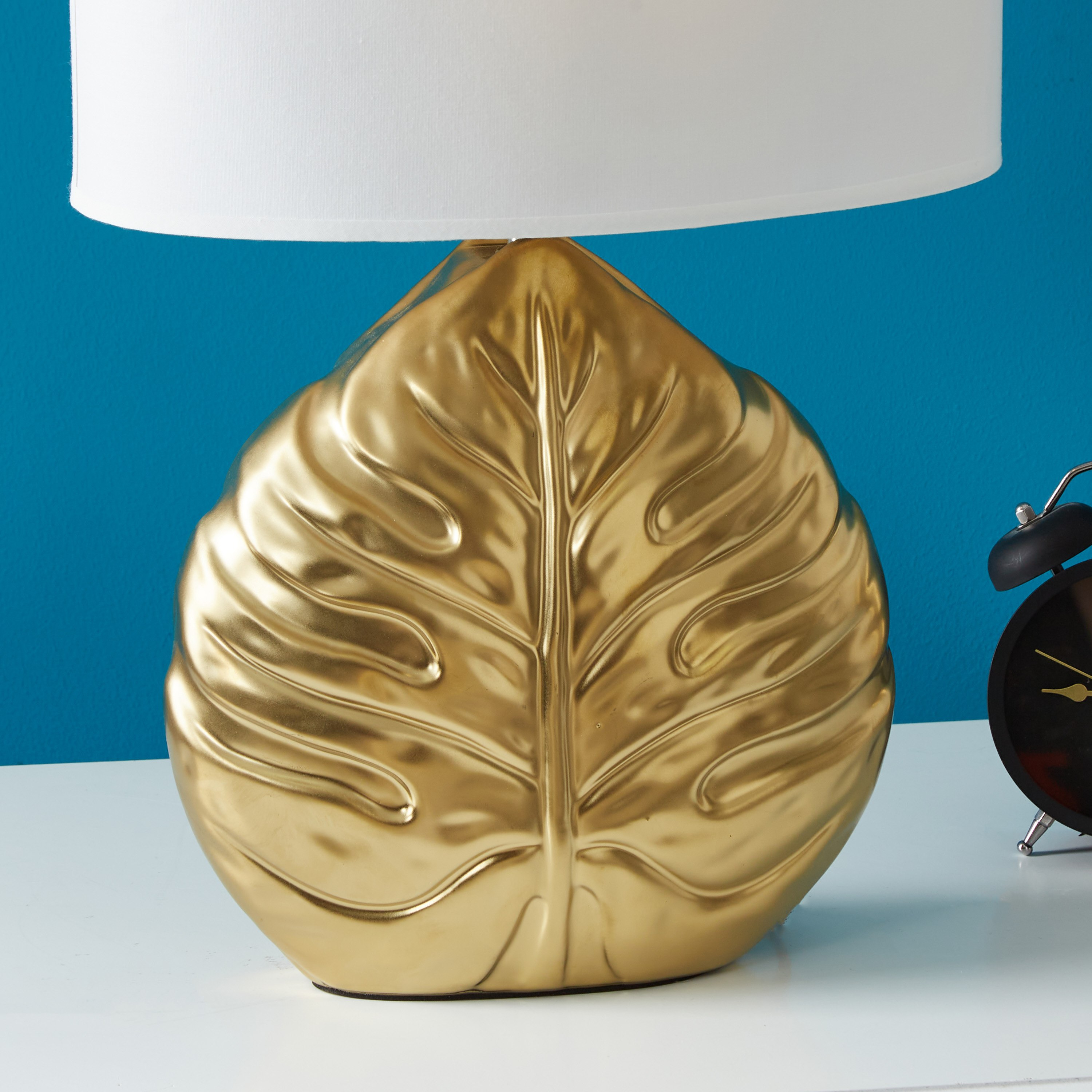 Skylar Ceramic Table Lamp with Leaf Base - 45 cm-hbxlivingroom-lighting-tablelamps-image-3