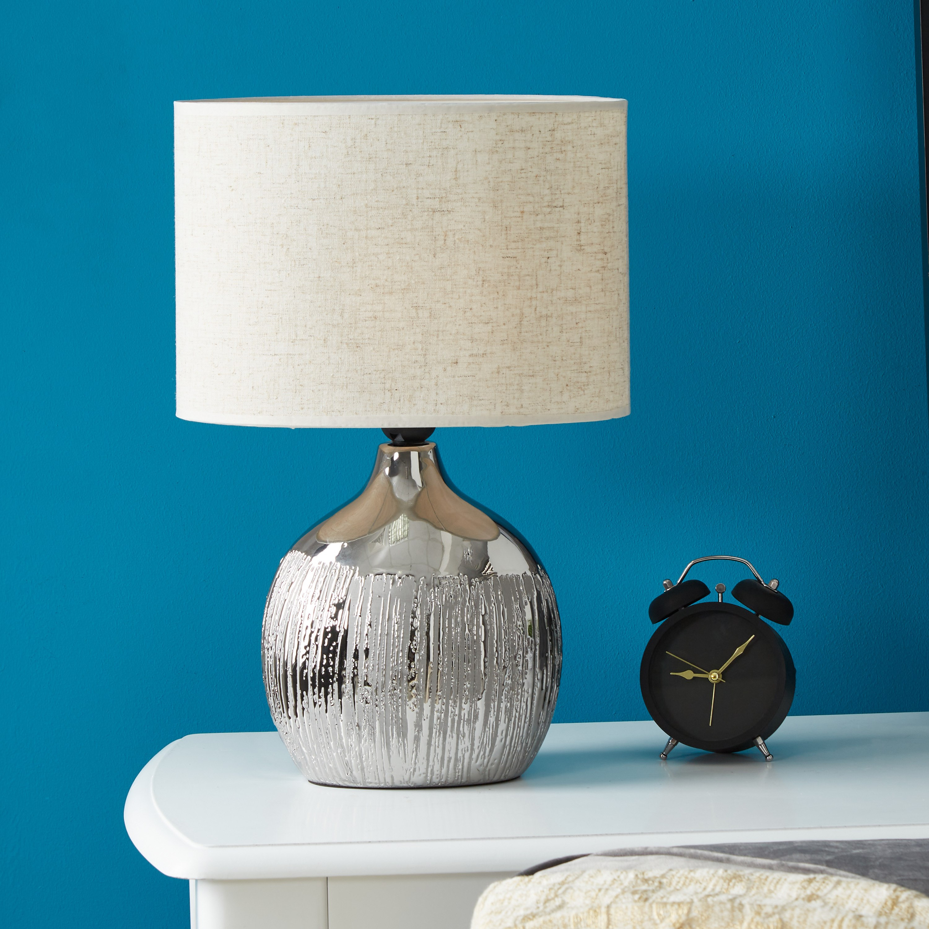 Skylar Ceramic Table Lamp with Textured Base - 42 cm-hbxlivingroom-lighting-tablelamps-image-1