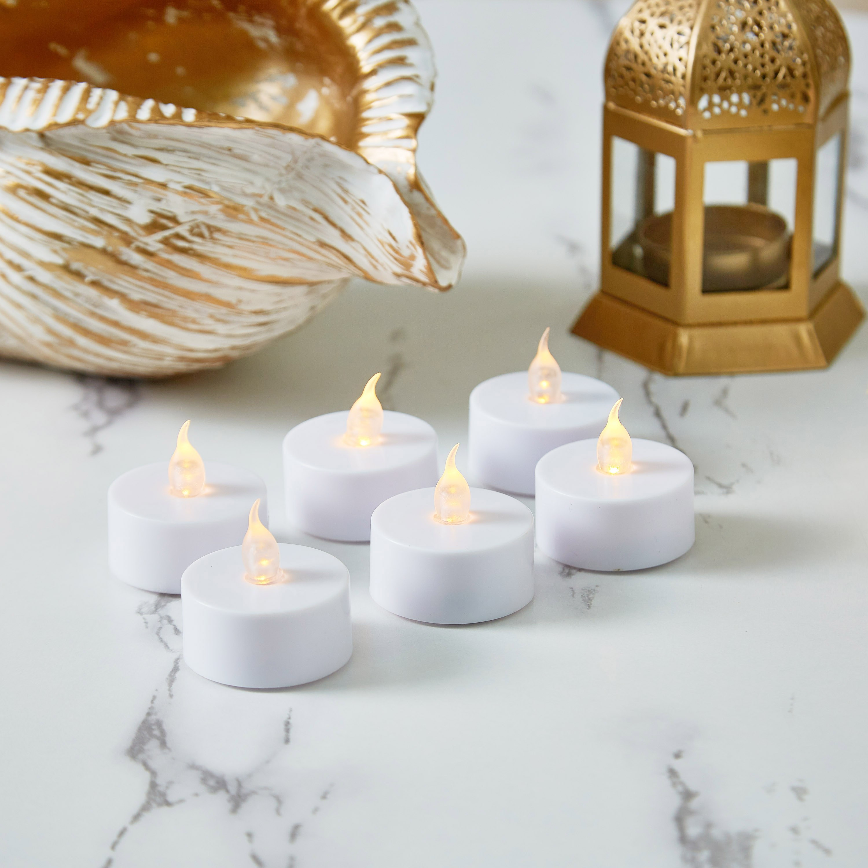 شمعة صغيرة إل إي دي بضوء أصفر خافت من آرك - طقم من 6 قطع-hbxdiningroom-lighting-decorativesandstringlights-image-2