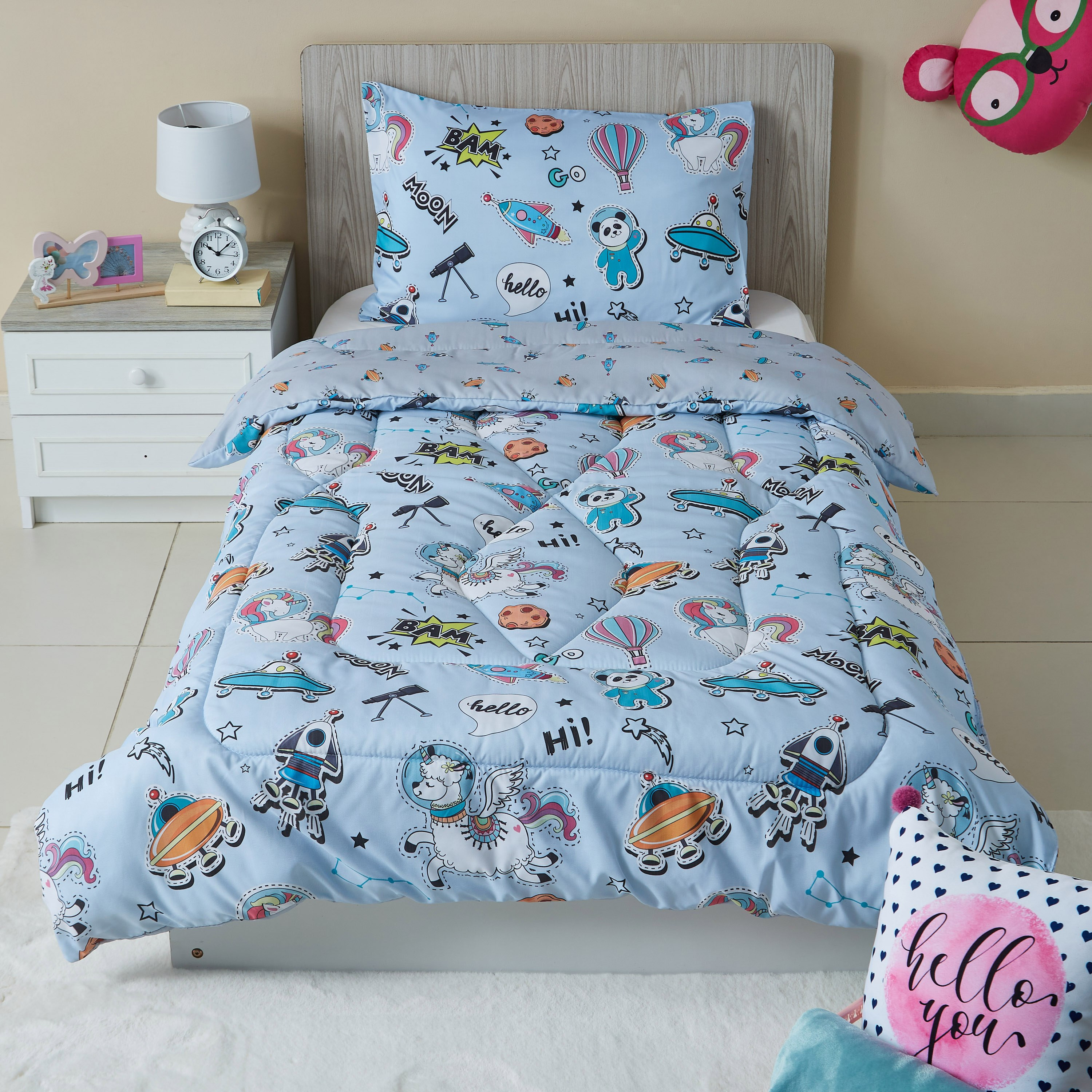 طقم لحاف بطبعات فضاء رقميّة قطعتين من موديش - 135x220 سم-hbxhomeware-hbxkidsandyouth-image-1