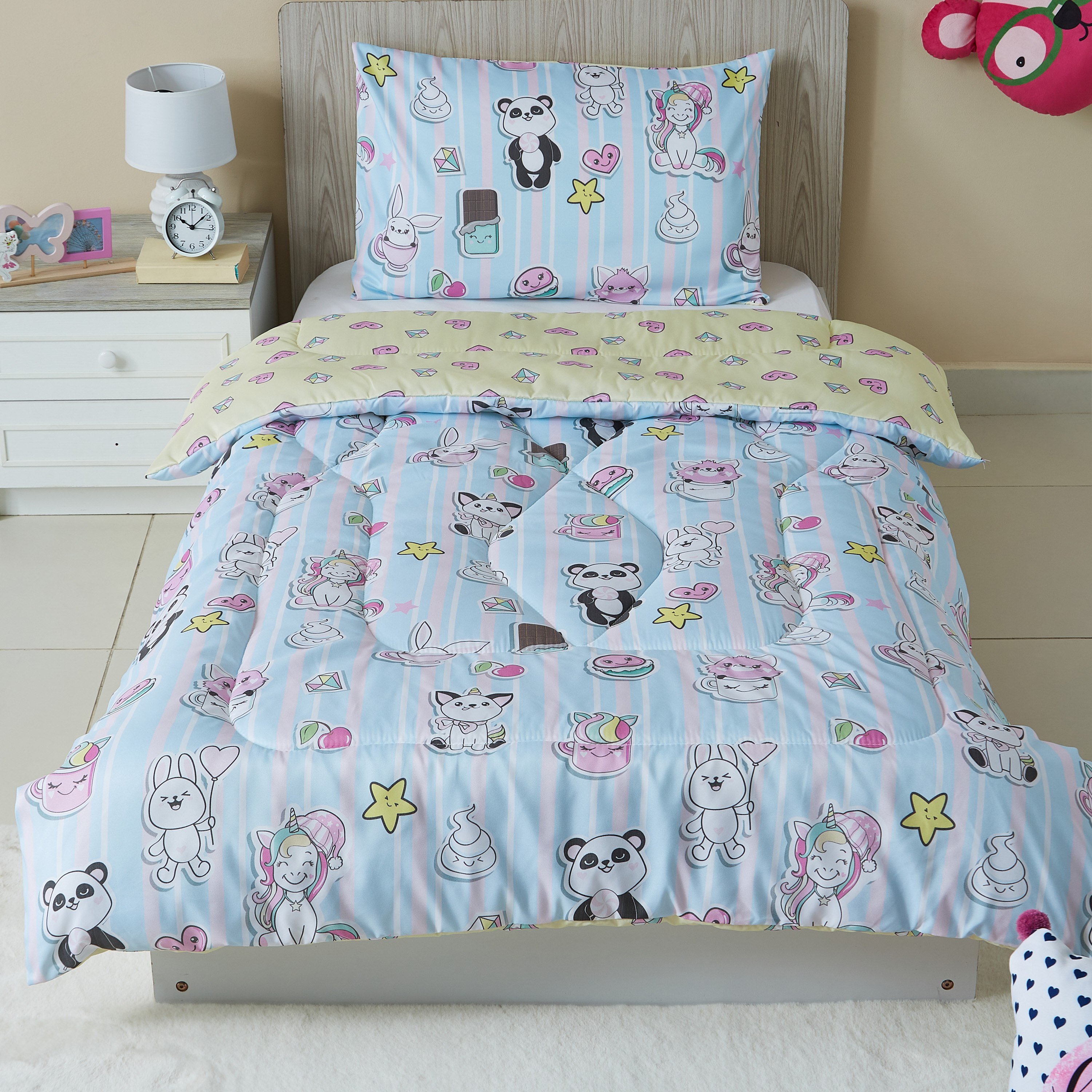 طقم لحاف بطبعات باندا رقميّة قطعتين من موديش - 135x220 سم-hbxhomeware-hbxkidsandyouth-image-1