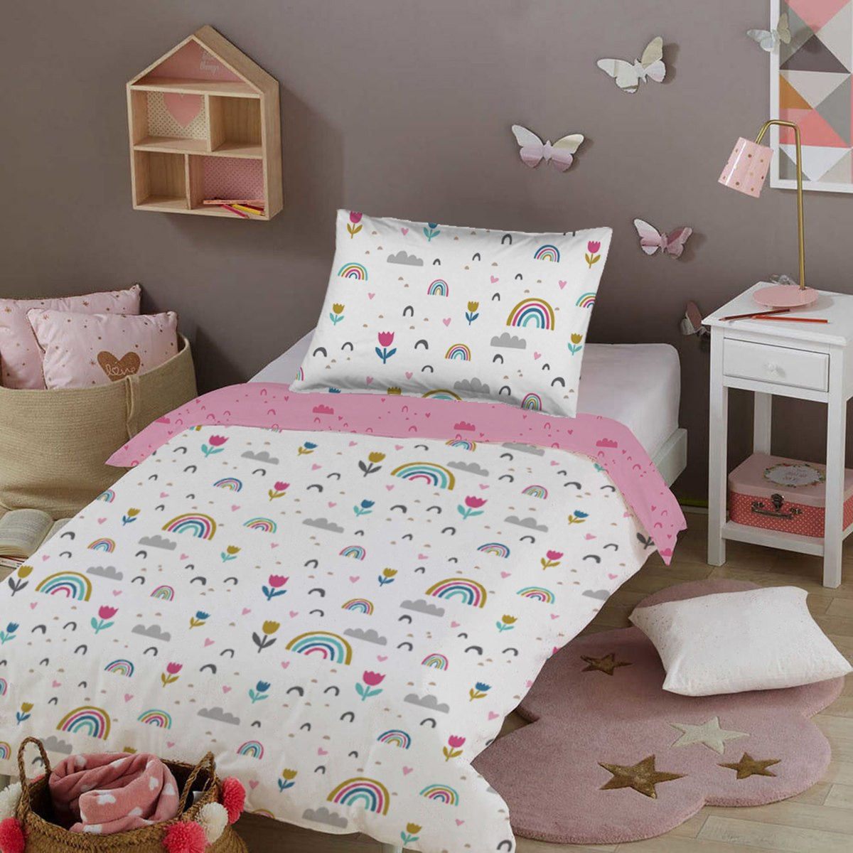 طقم لحاف بطبعات قوس قزح رقميّة قطعتين من موديش - 135x220 سم-hbxhomeware-hbxkidsandyouth-image-1