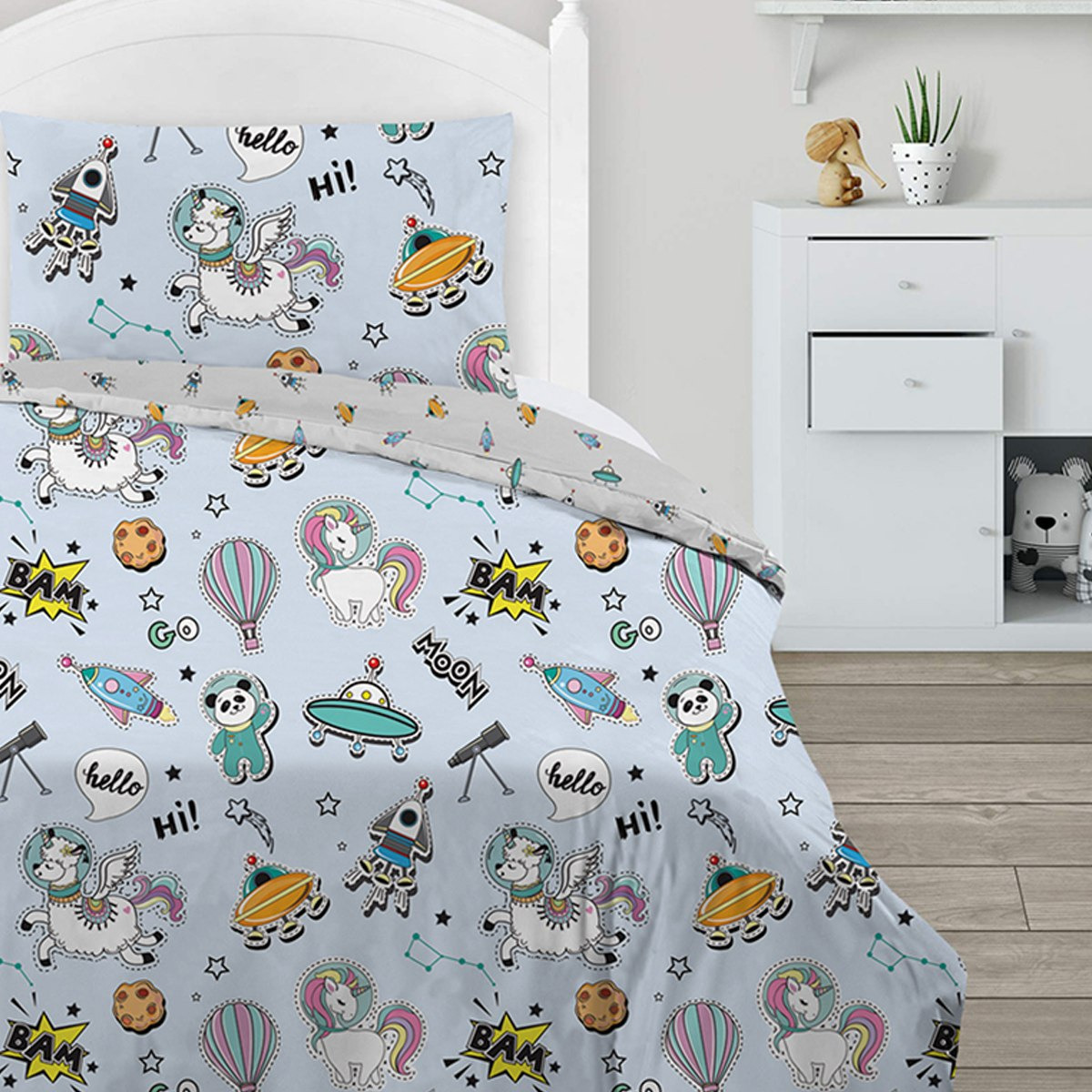 طقم لحاف بطبعات فضاء رقميّة قطعتين من موديش - 135x220 سم-hbxhomeware-hbxkidsandyouth-image-2