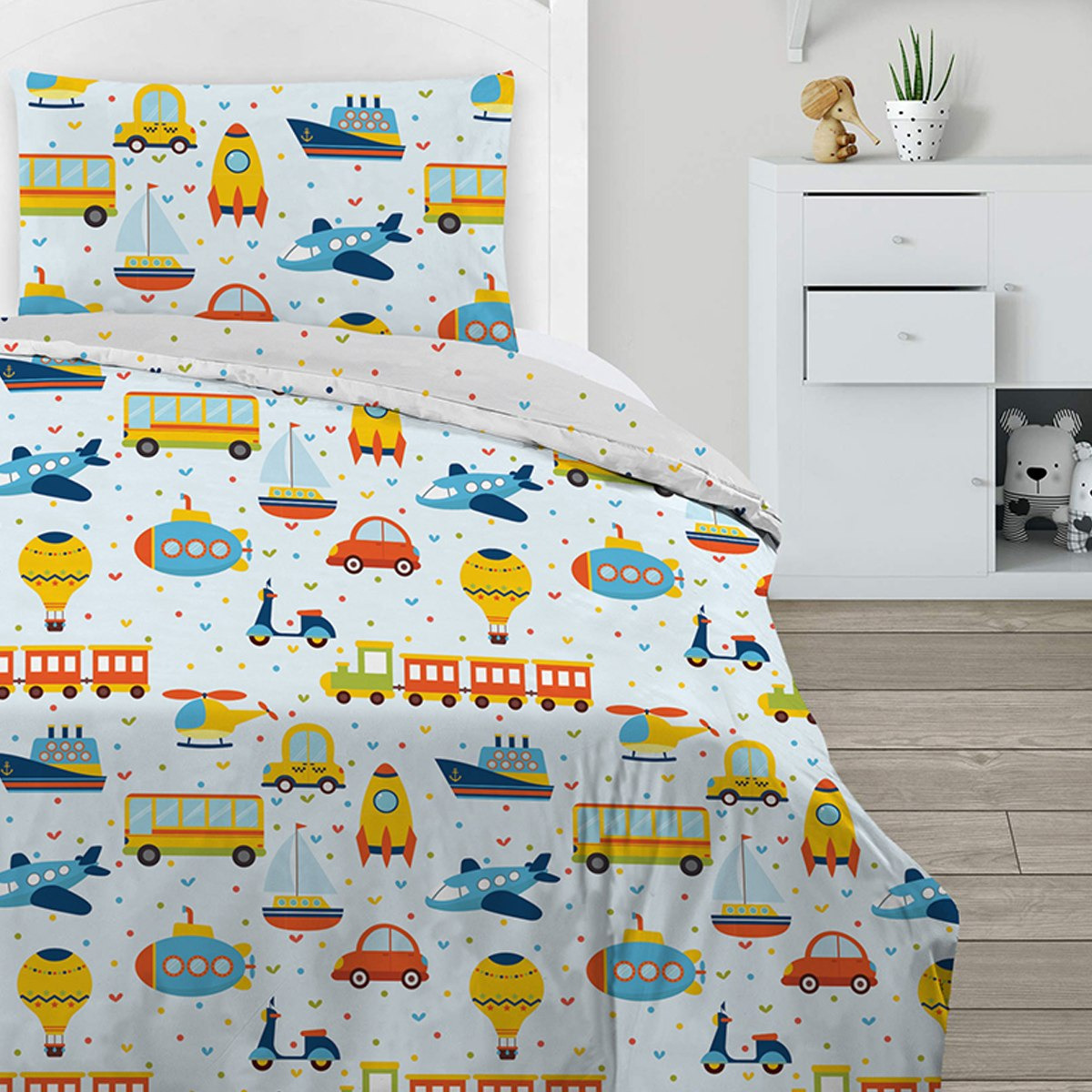 طقم لحاف بطبعات وسائل نقل رقميّة قطعتين من موديش - 135x220 سم-hbxhomeware-hbxkidsandyouth-image-2