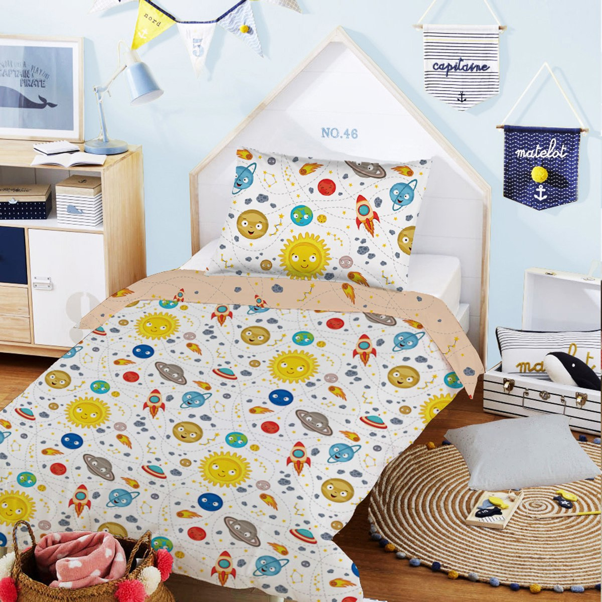 Modish Solar System 2-Piece Comforter Set - 160x220 cm-hbxhomeware-hbxkidsandyouth-image-1
