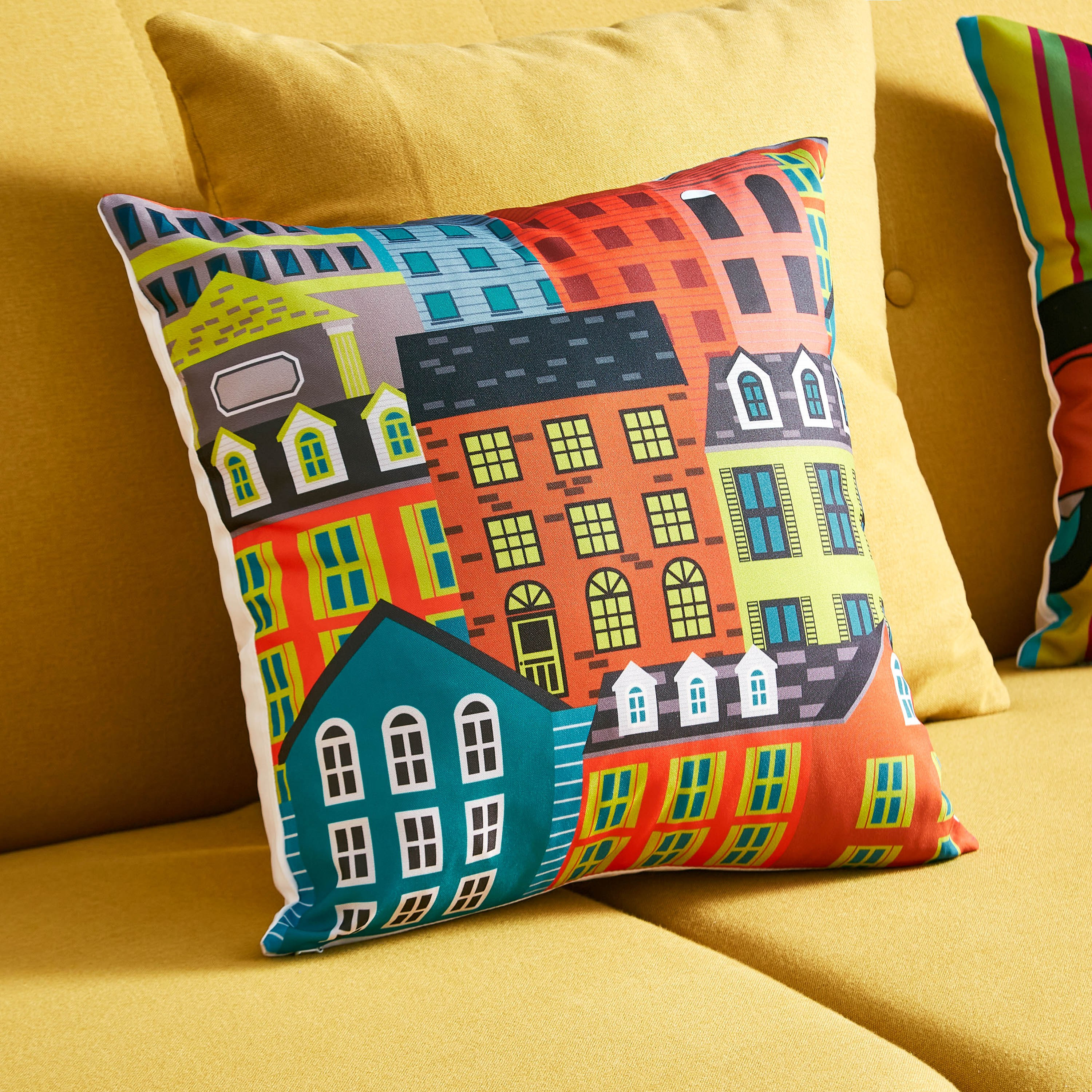 غطاء وسادة بطبعات سيتي سكيب إندي فايب - 40x40 سم-hbxhomeware-cushionsandcovers-cushioncovers-image-1