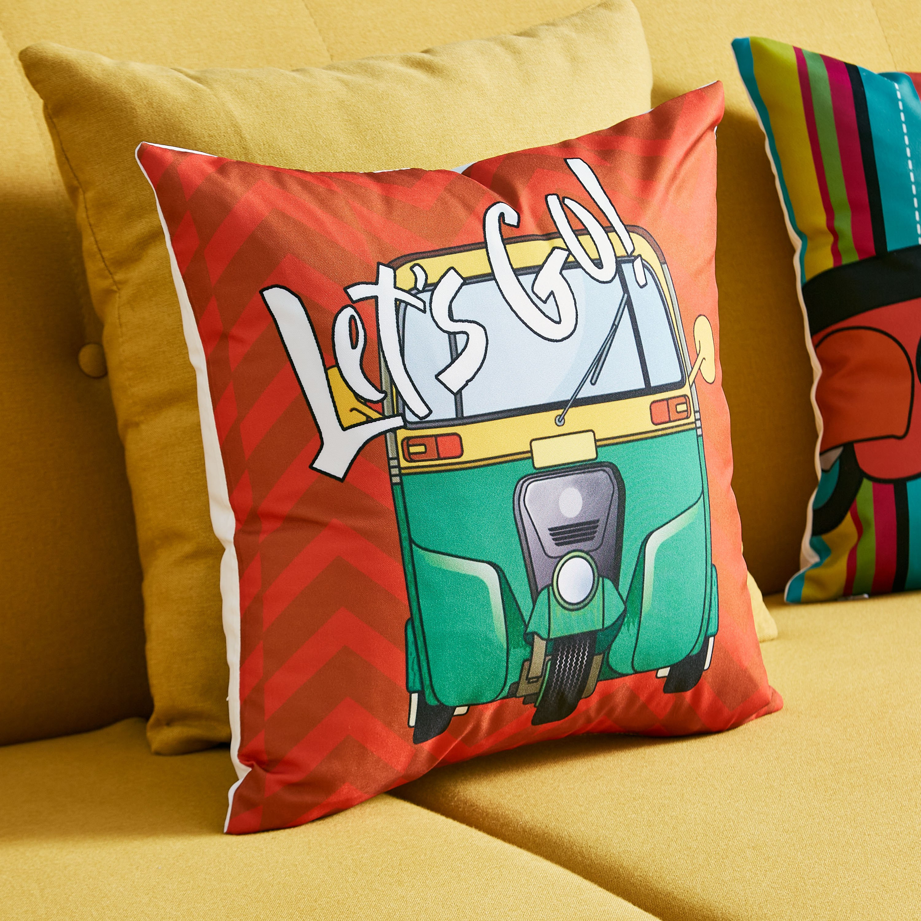 Indie Vibe Let's Go Printed Cushion Cover - 40x40 cm-PROMO_HB_AE_B1G1_250925-image-1