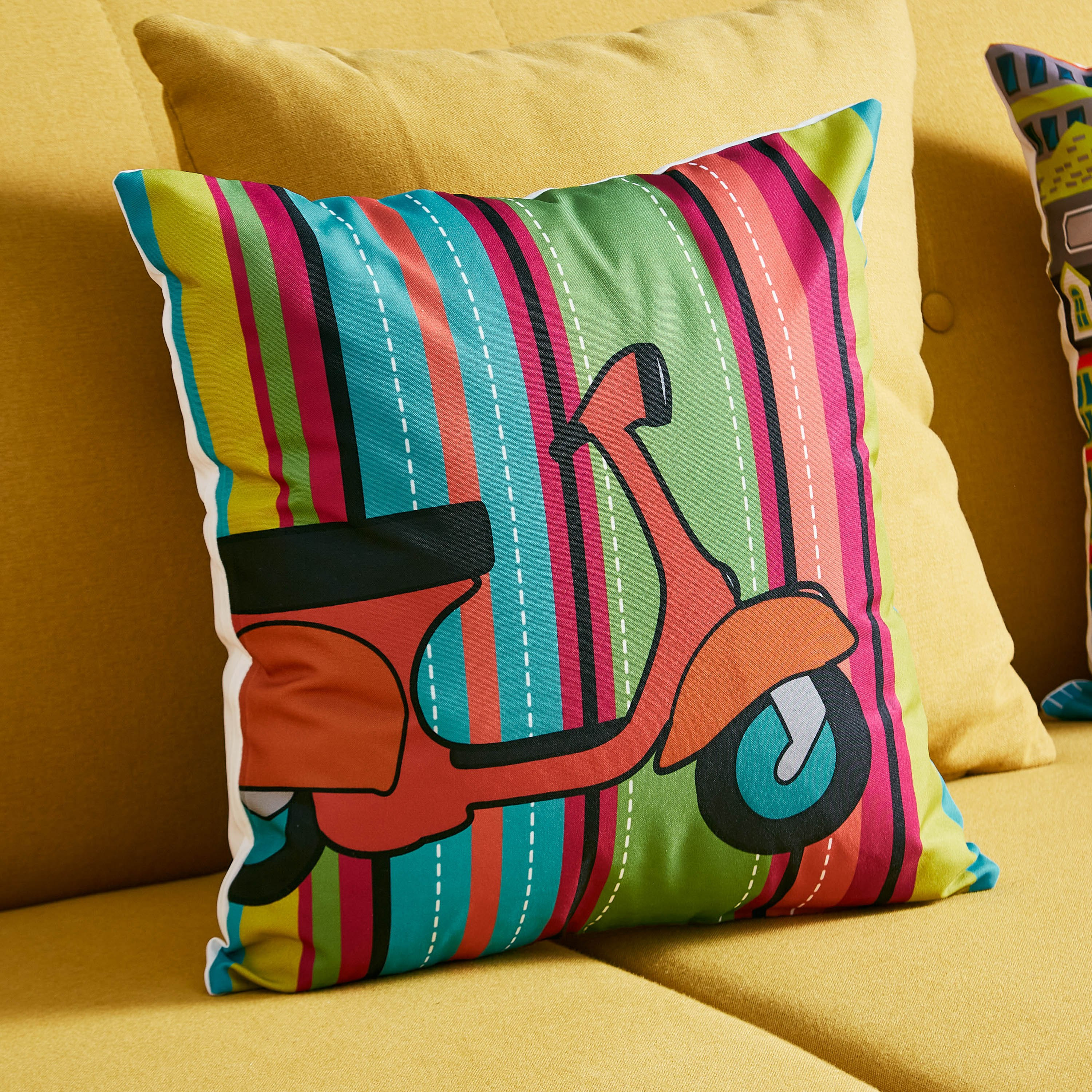 Indie Vibe Stripes Printed Cushion Cover- 40x40 cm-hbxhomeware-cushionsandcovers-cushioncovers-image-1