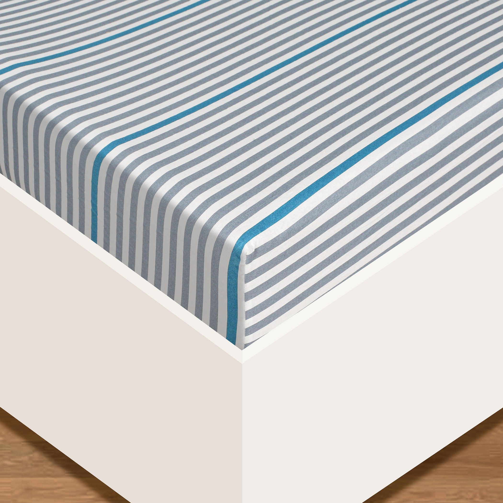 شرشف سرير قطن مقاس كوين بطبعات أليسون ناتشورال ليفينج - 150 × 200 + 25 سم-hbxhomeware-bedding-fittedsheets-image-2