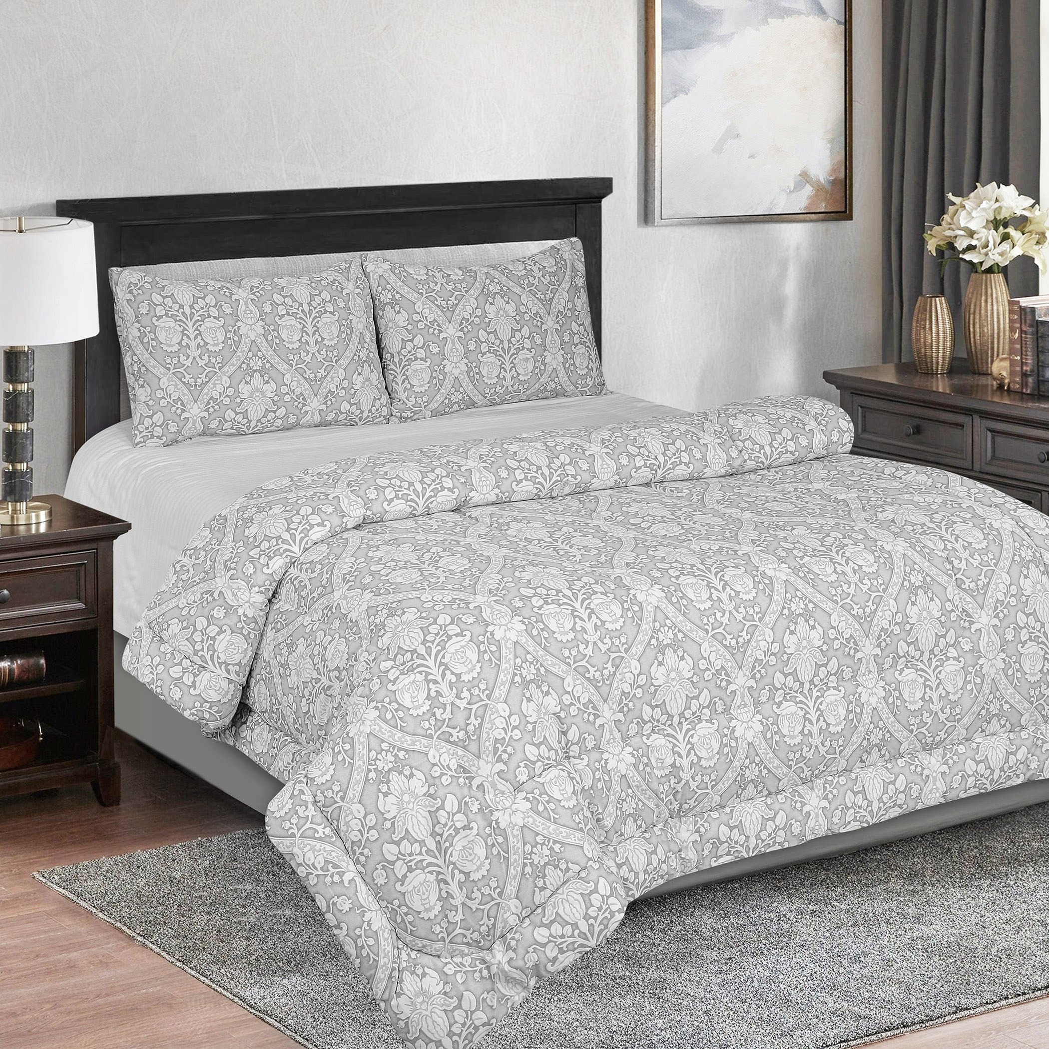طقم لحاف مزدوج قطني بطبعات 3 قطع من مونوكروم لاكشري جيانا - 160x220 سم-hbxhomeware-hbxdecorandfurnishings-image-1