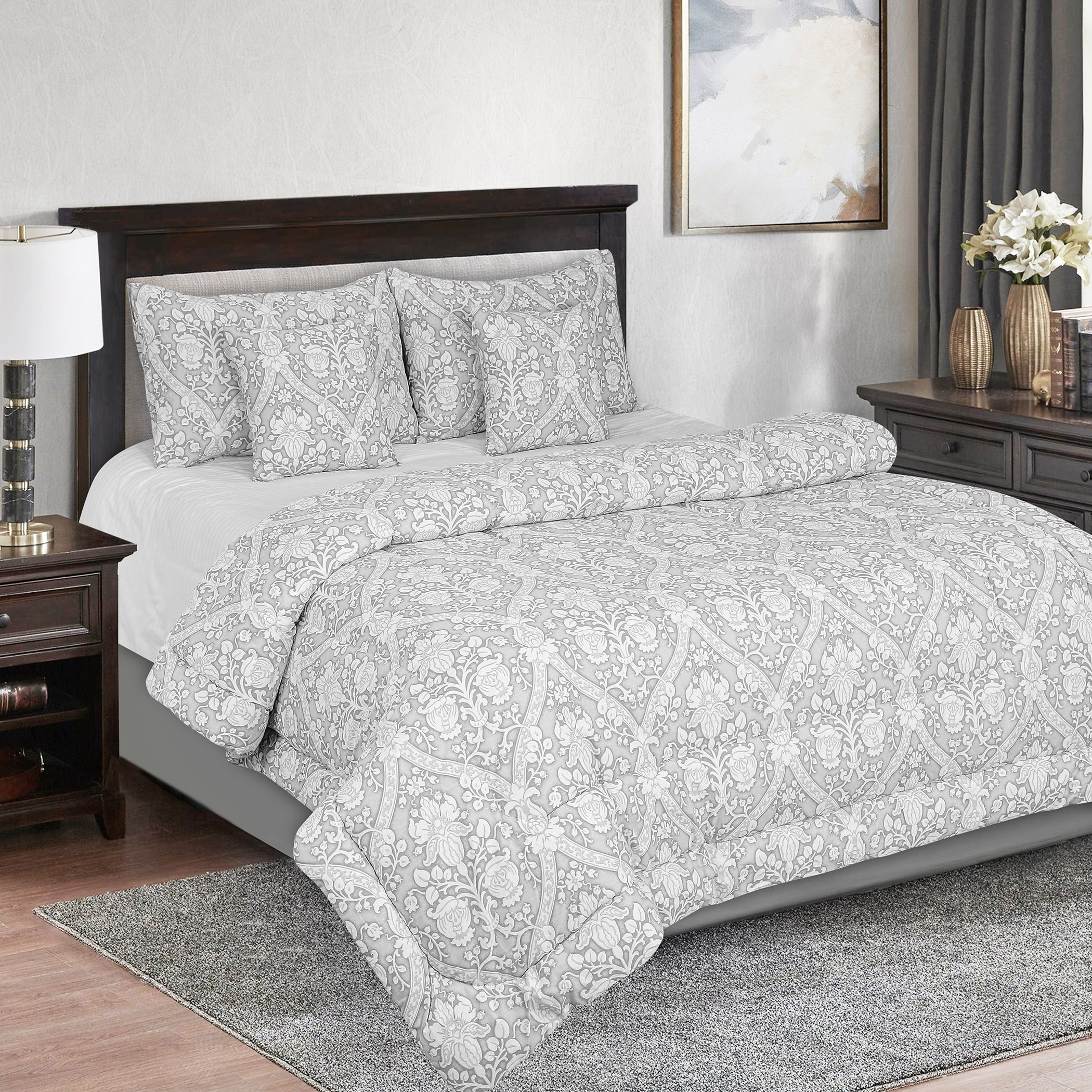 طقم لحاف كوين قطن 5 قطع لكجري جيانا من مونوكروم - 200x240 سم-hbxhomeware-hbxdecorandfurnishings-image-1