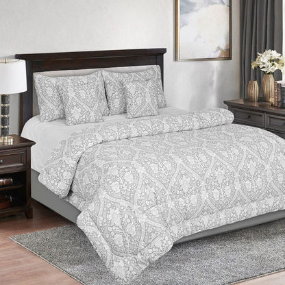 Monochrome Luxury Gianna 5-Piece Printed Cotton Queen Comforter Set - 200x240 cms