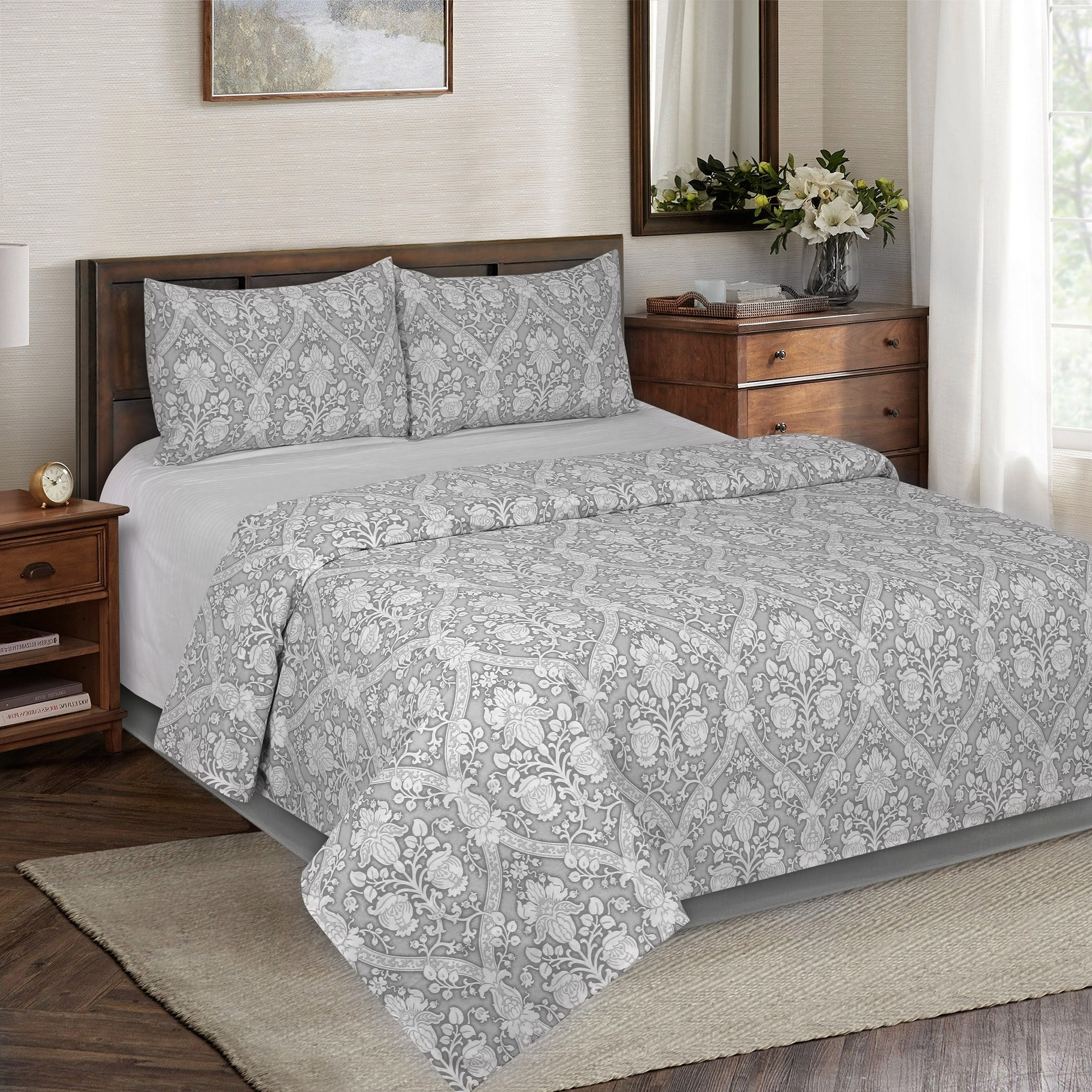 طقم غطاء لحاف كينج قطني بطبعات 3 قطع من مونوكروم لاكشري جيانا - 220x220 سم-hbxhomeware-bedding-duvetcovers-image-1