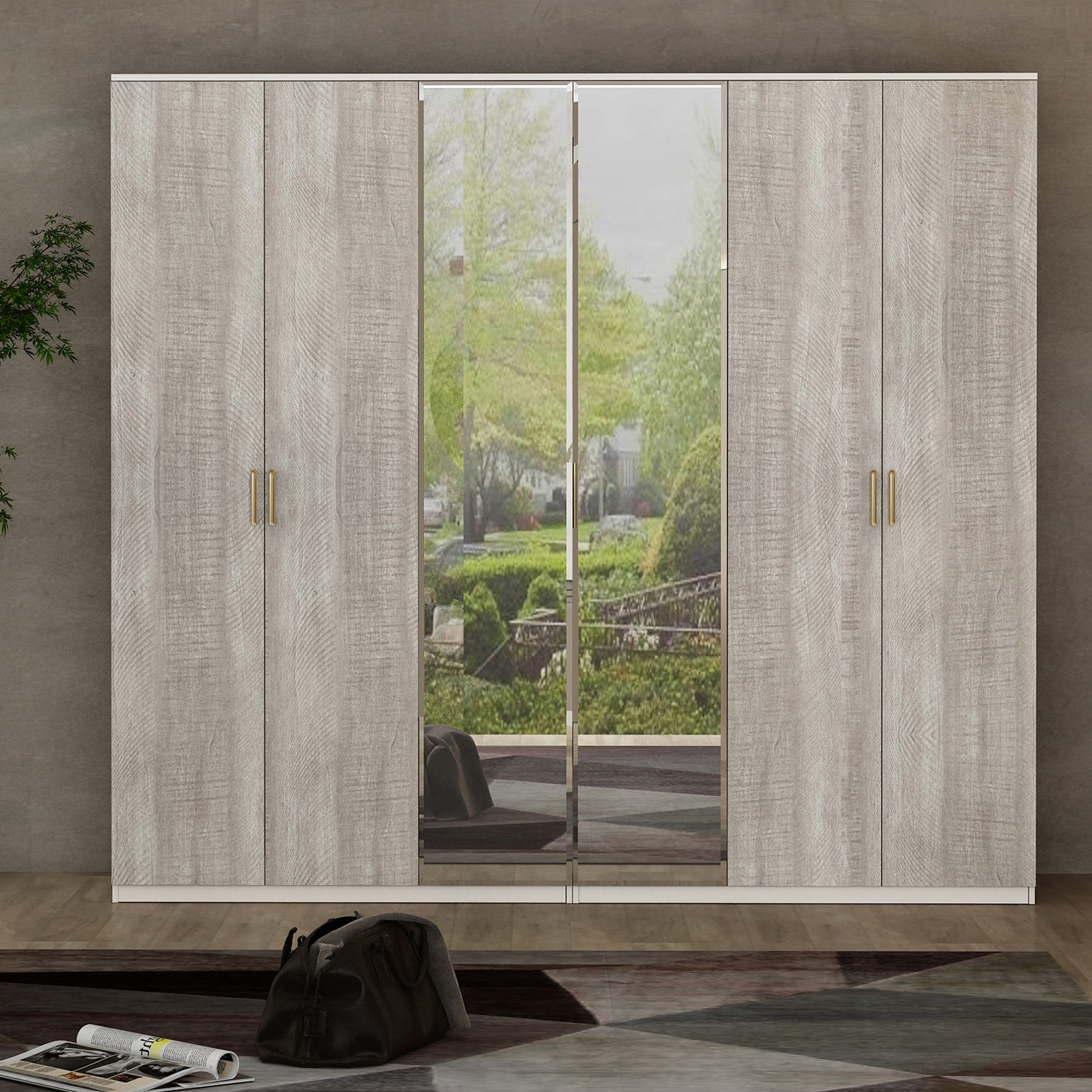 خزانة ملابس 6 أبواب بمرآتين من إيلا-hbxfurniture-wardrobes-image-1