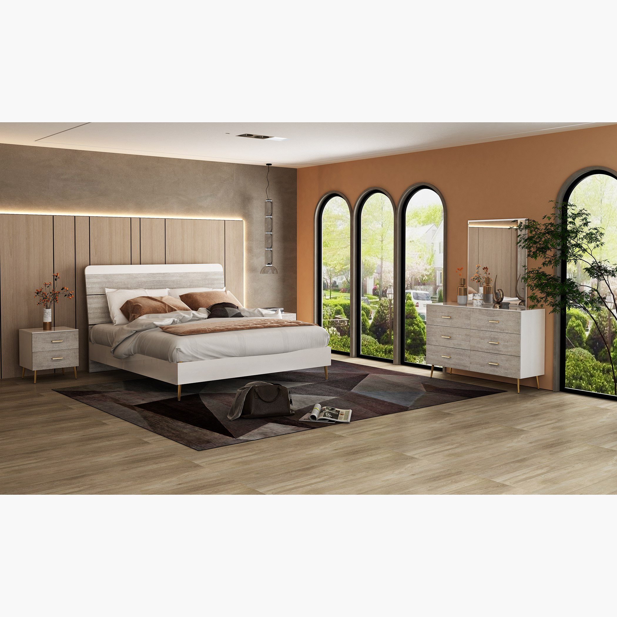 طقم غرفة نوم كينج 5 قطع من إيلا - 180x200 سم-hbxbedroom-bedsandbedsets-bedroomsets-king-image-1