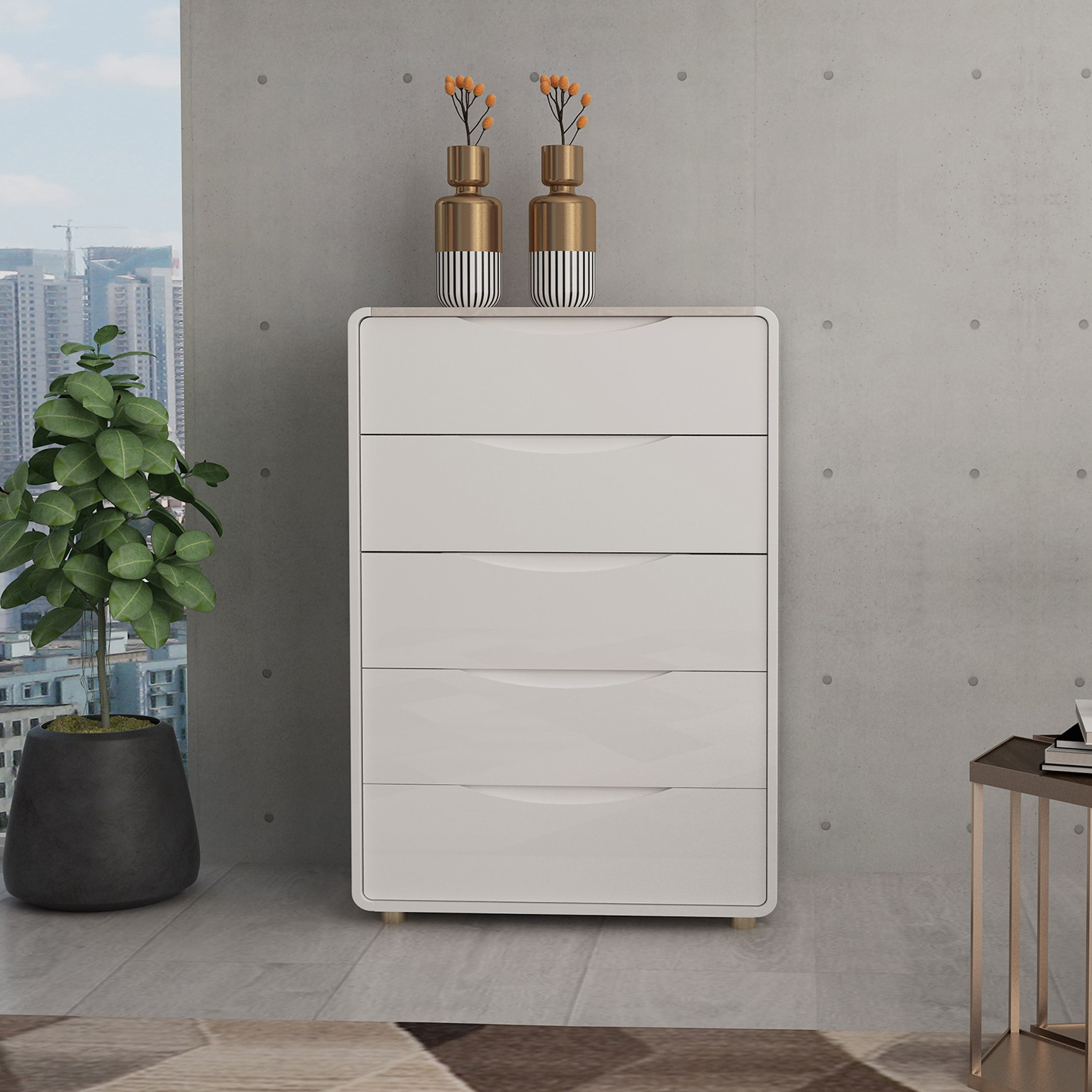 خزانة بـ 5 أدراج من مارفيس-hbxfurniture-dressersandchests-chestofdrawers-image-1