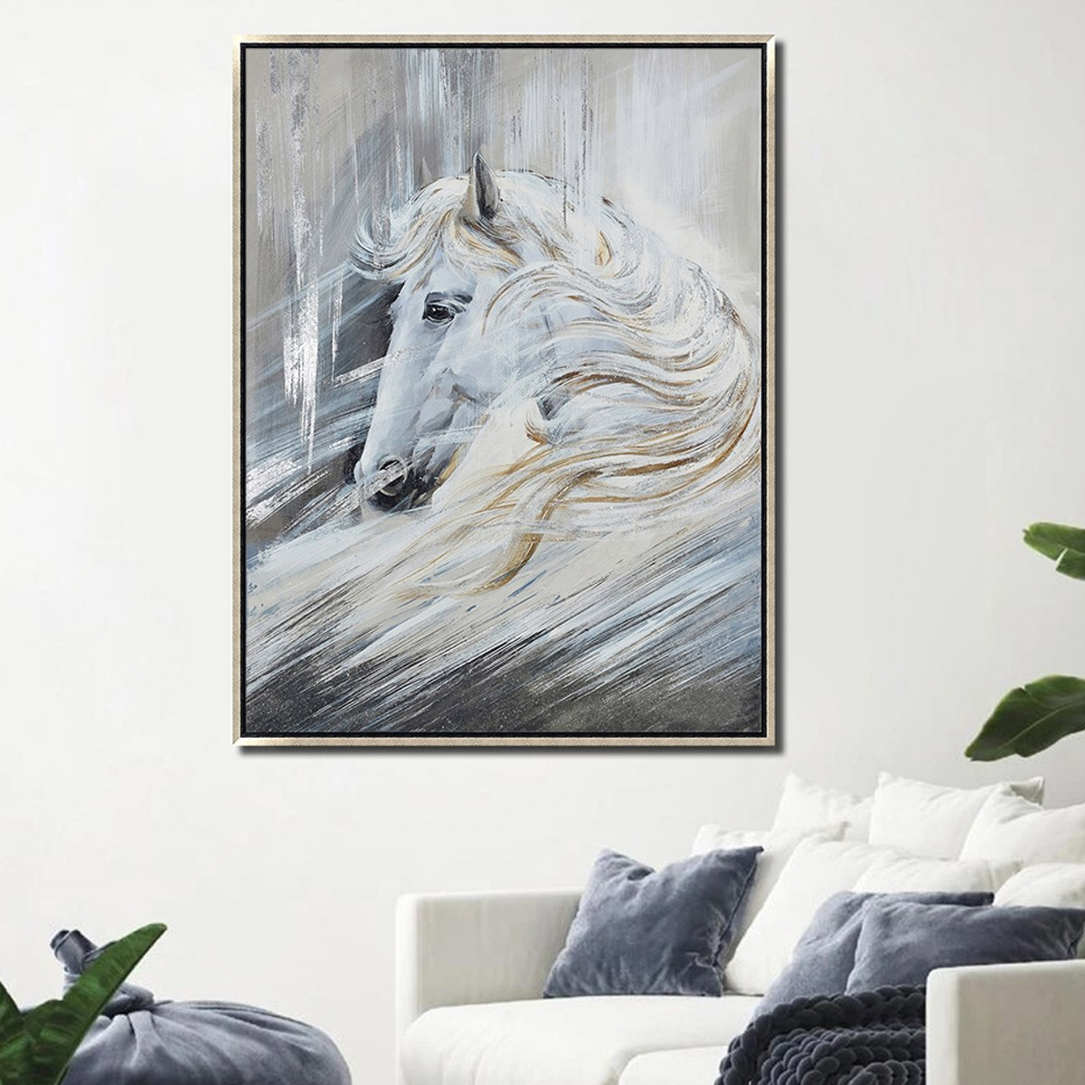 لوحة حصان مرسومة يدويًا من ديلسي - 90x120x4 سم-hbxhomeware-hbxdecorandfurnishings-image-1