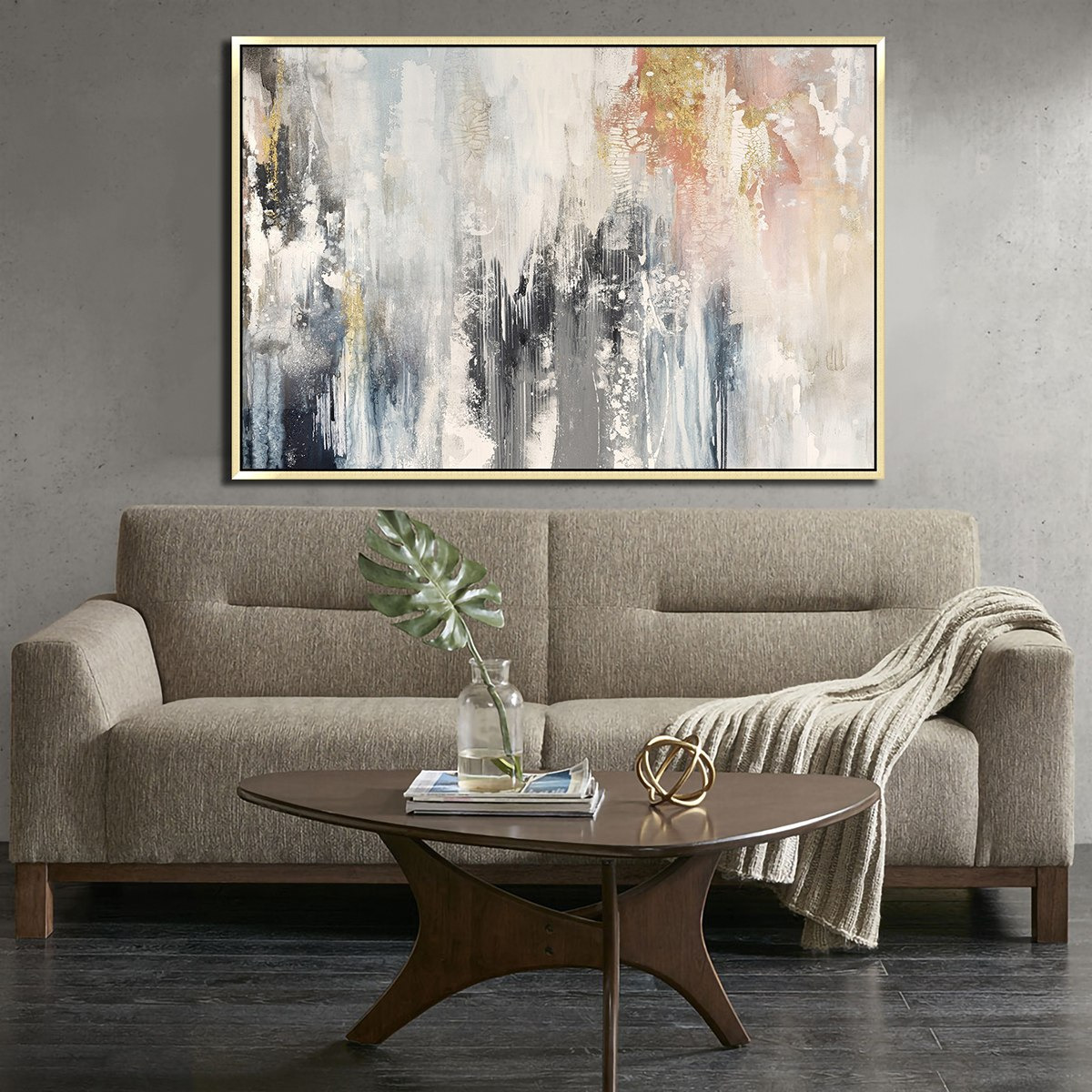 لوحة مجردة أفقية مرسومة يدويًا من ديلسي- 90x120x4 سم-hbxhomeware-hbxdecorandfurnishings-image-1
