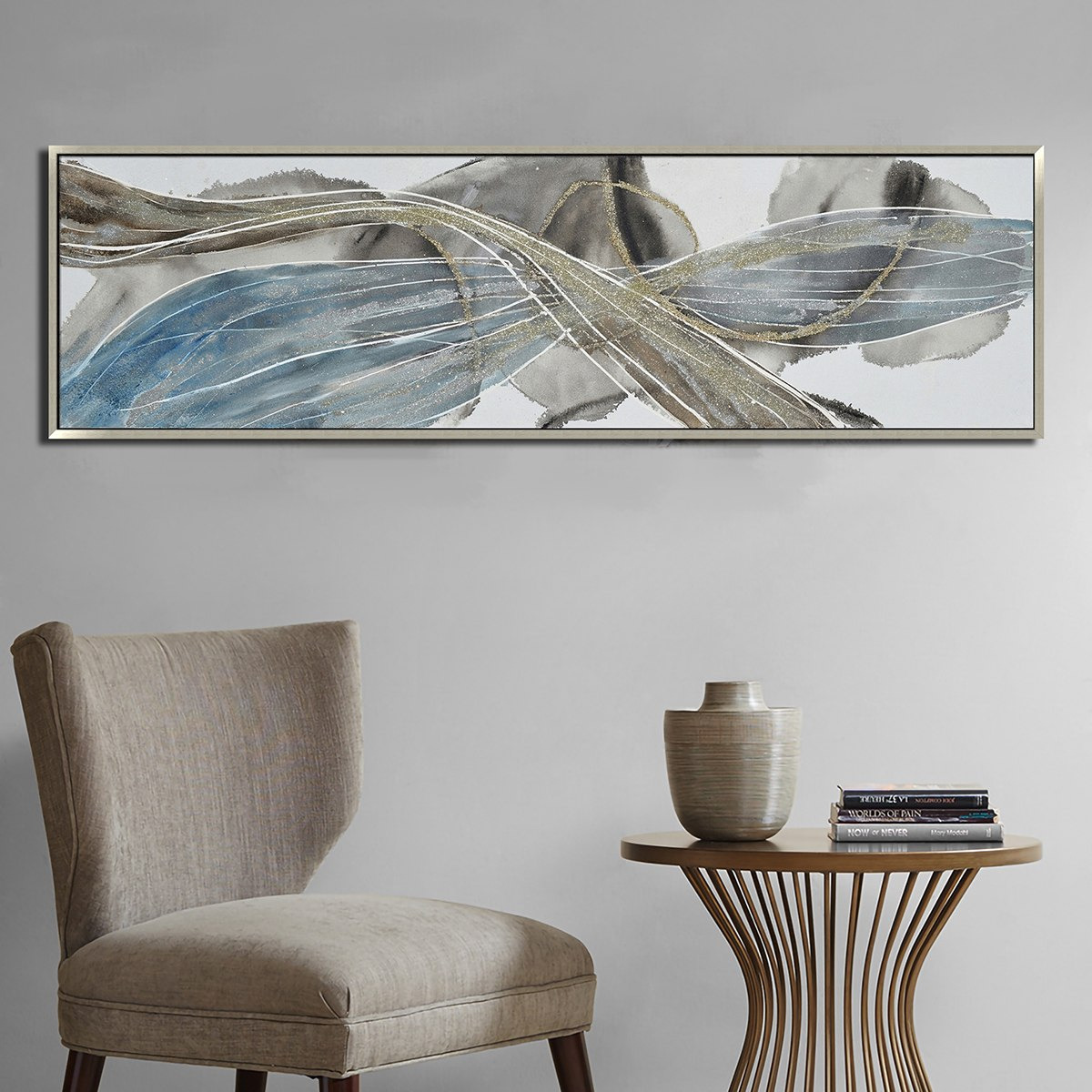 لوحة تجريدية مرسومة يدويًا من ديلسي - 50x180x4 سم-hbxhomeware-hbxdecorandfurnishings-image-1