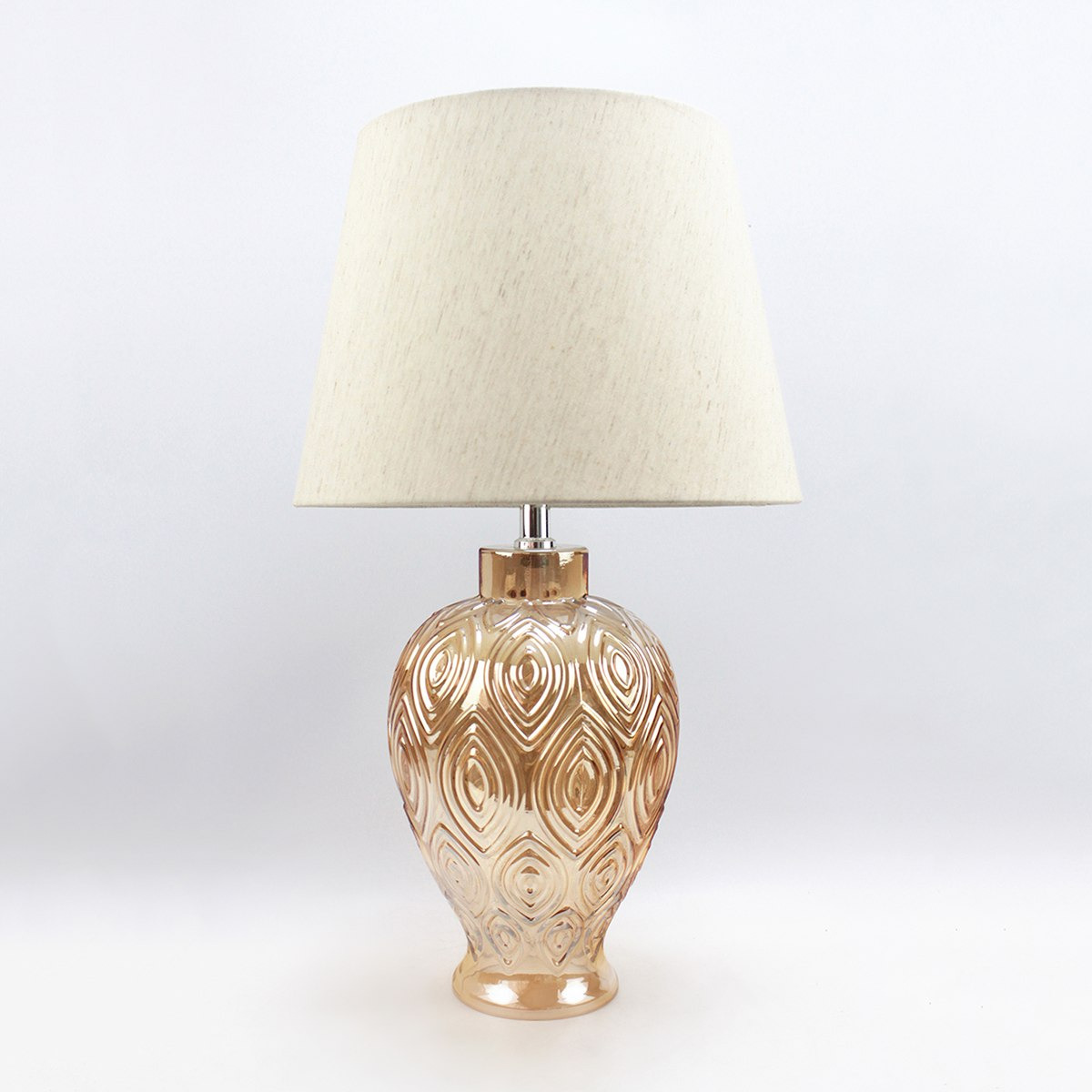 مصباح طاولة زجاجي مزخرف من كوين بقاعدة أوراق نباتية - 28x48 سم-hbxlivingroom-lighting-tablelamps-image-2