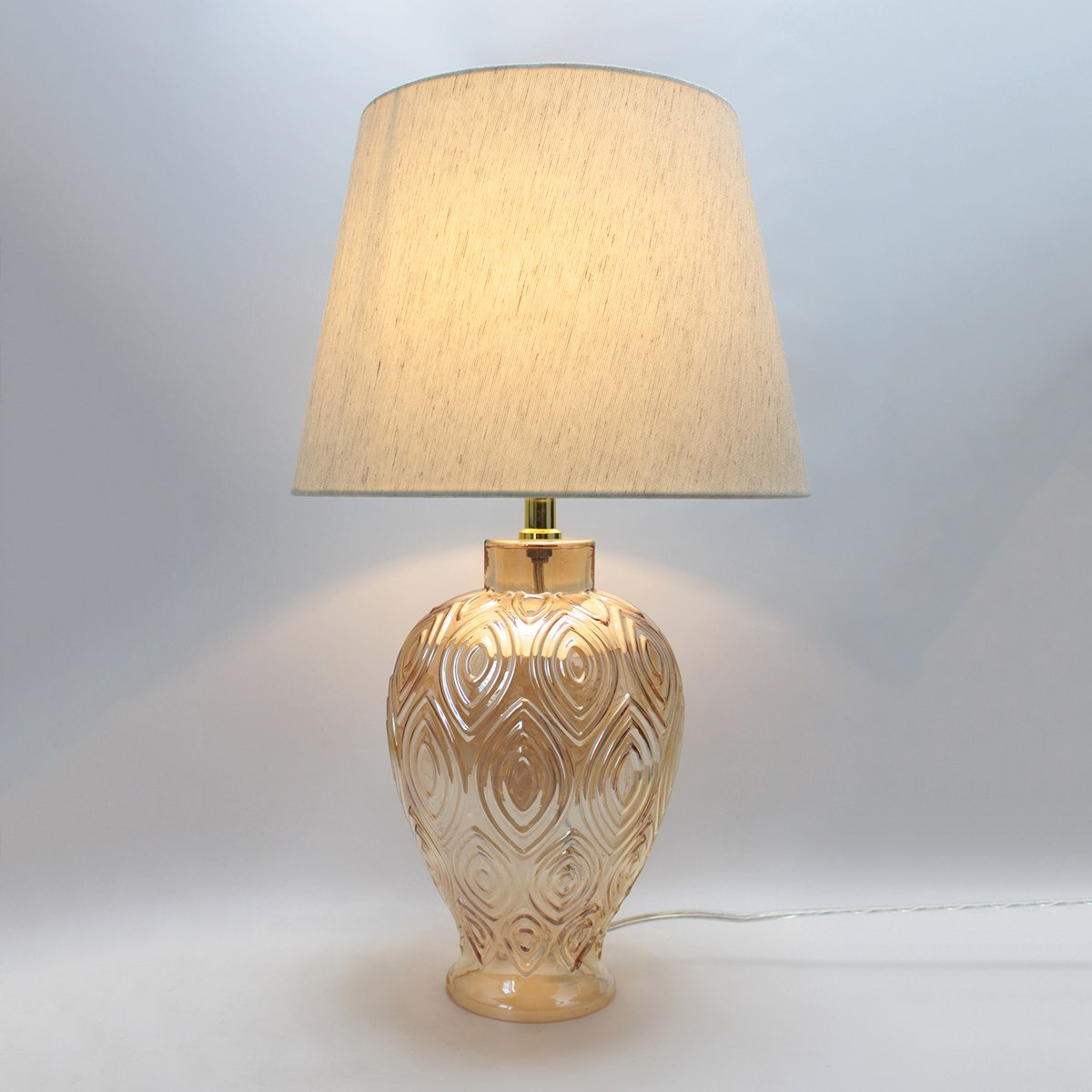 مصباح طاولة زجاجي مزخرف من كوين بقاعدة أوراق نباتية - 28x48 سم-hbxlivingroom-lighting-tablelamps-image-3