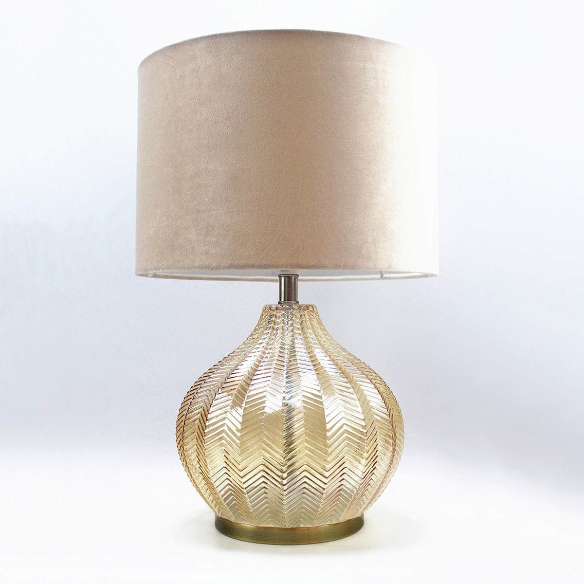 مصباح طاولة زجاجي مزخرف بقاعدة مضلعة من كوين- 30x48 سم-hbxlivingroom-lighting-tablelamps-image-2
